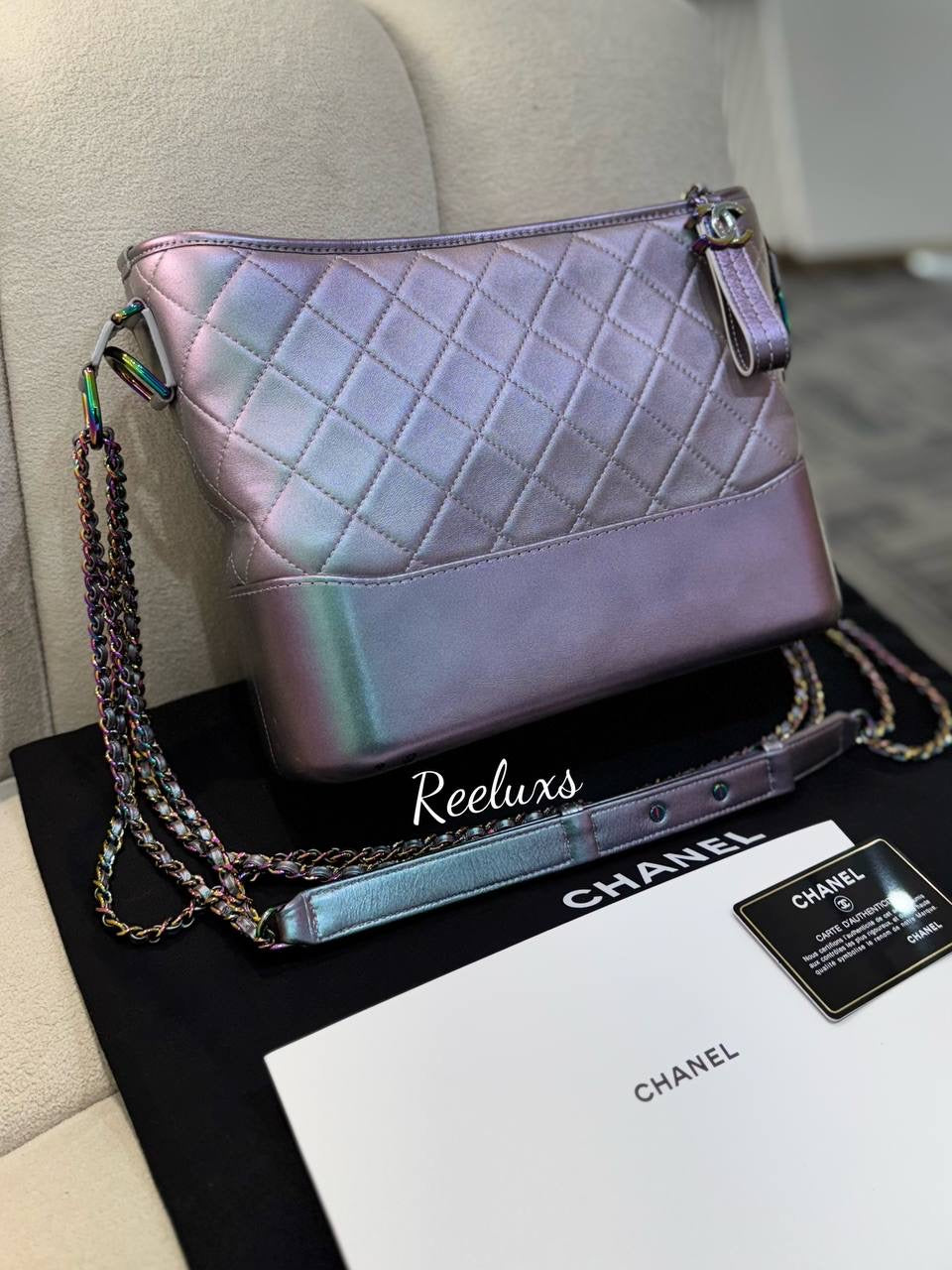 CHANEL Gabrielle  Hobo Iridescent Rainbow Shoulder Bag