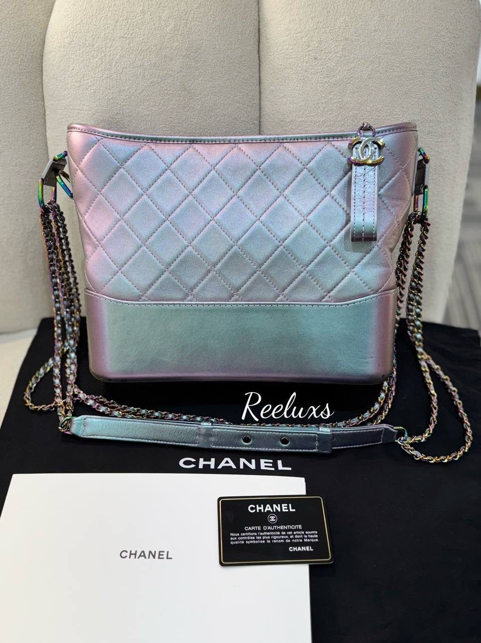 CHANEL Gabrielle Hobo Iridescent Rainbow Shoulder Bag