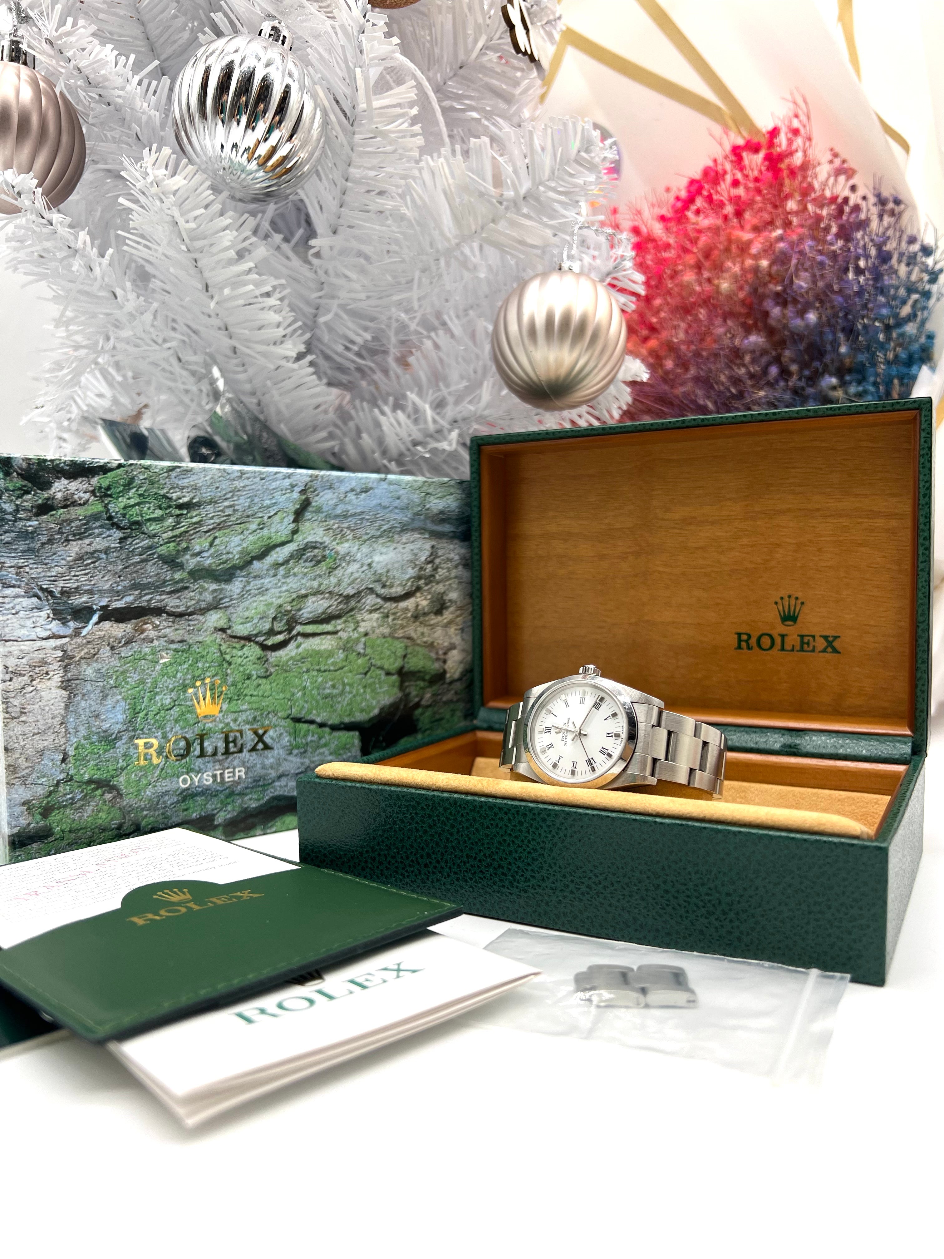 ROLEX Midsize 31mm White Dial Automatic Steel Ladies Watch - Reeluxs