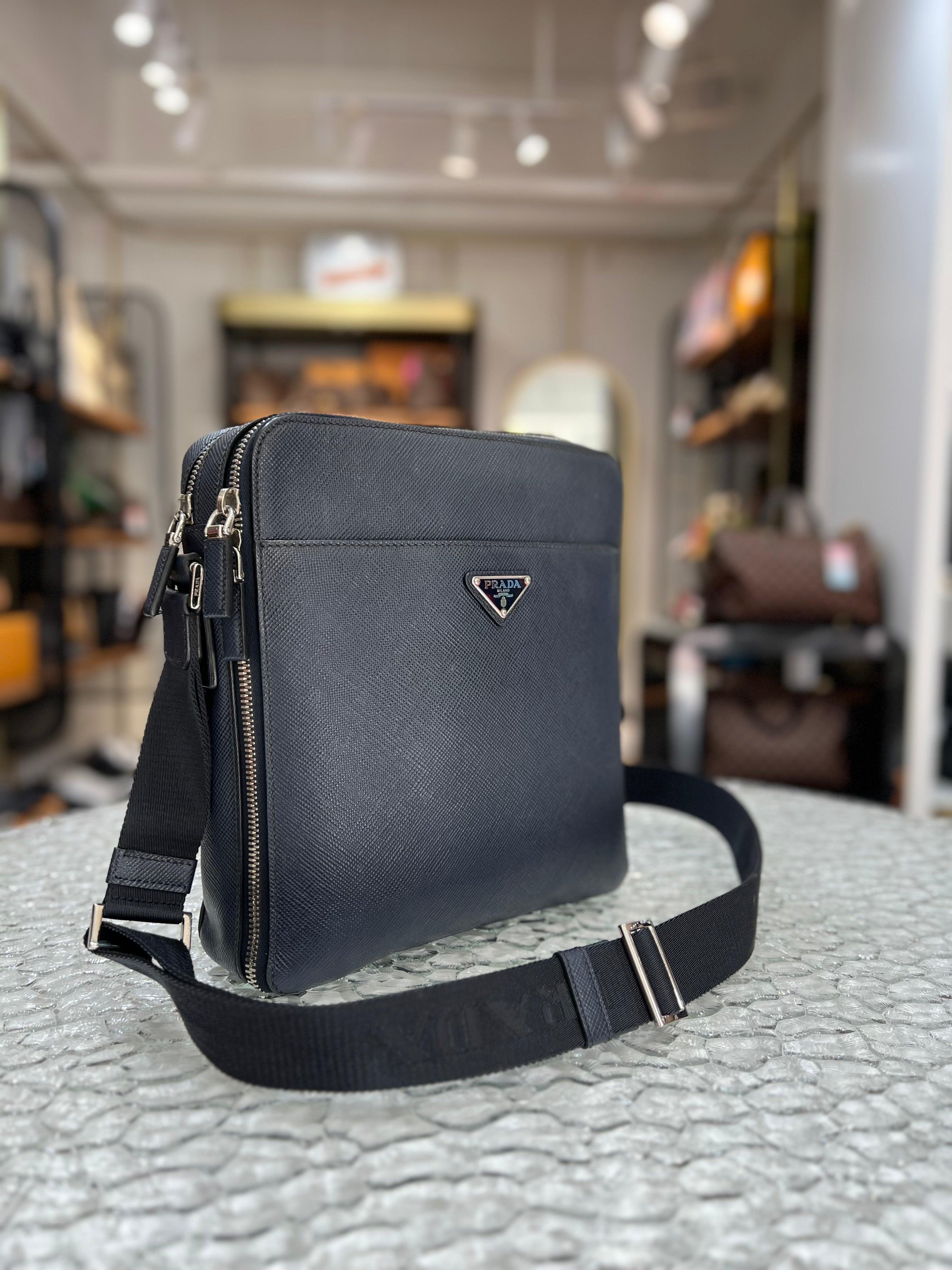PRADA Blue Leather Men’s Crossbody & Sling Bag - Reeluxs