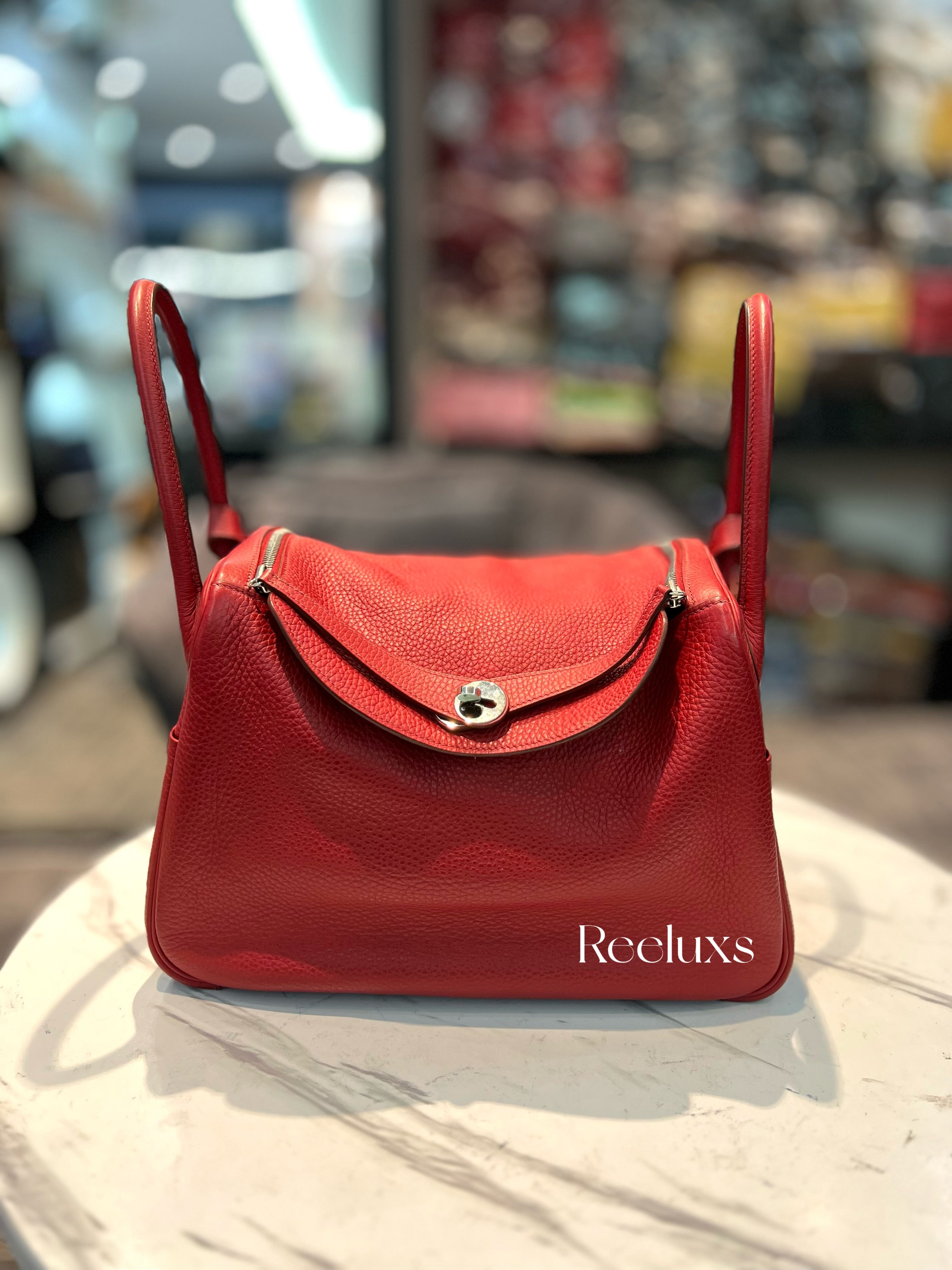 HERMES Lindy 30 Rouge Palladium Hardware