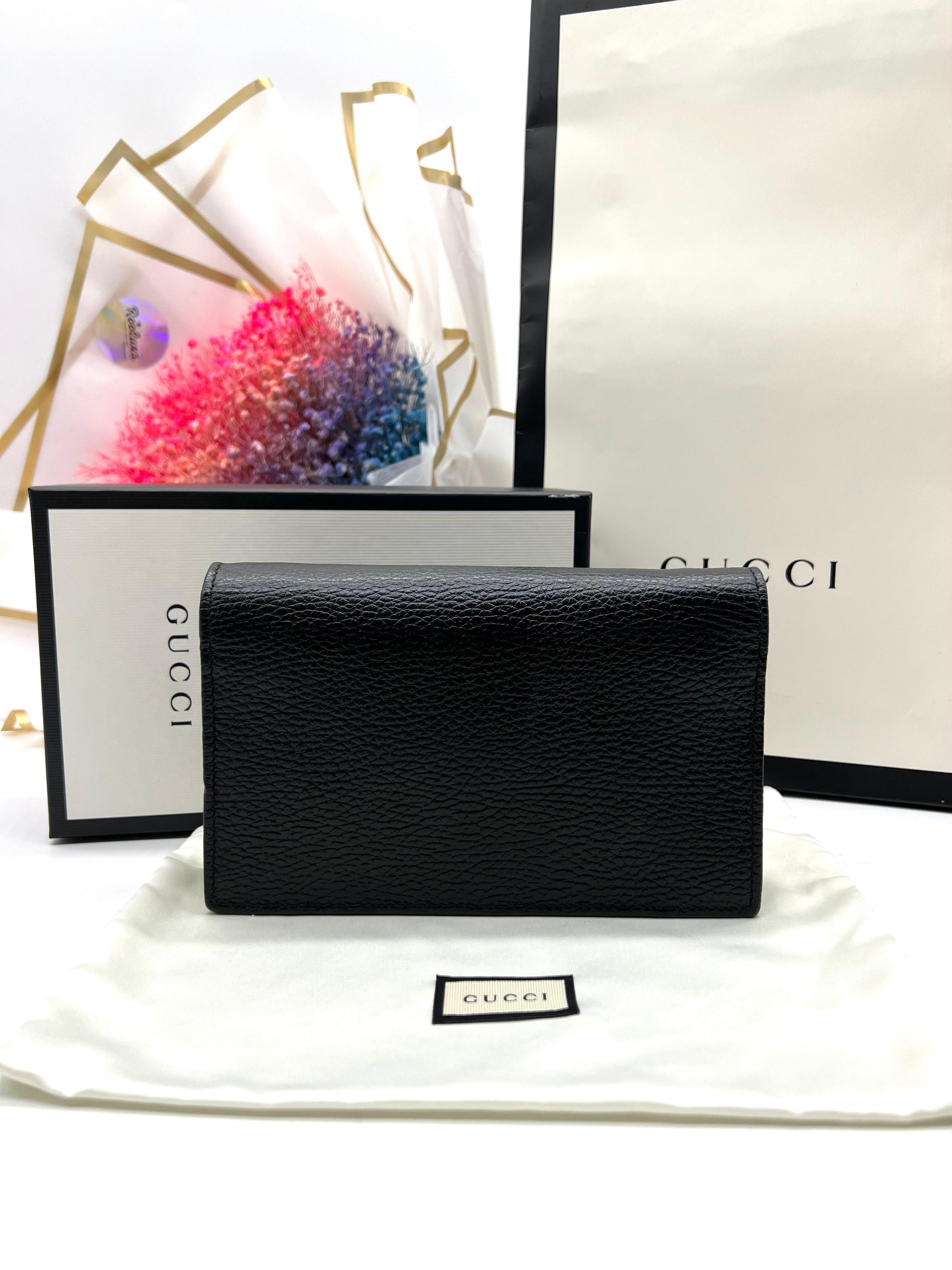 GUCCI Icon GG Interlocking Wallet On Chain Black Crossbody Bag 615523 Black - Reeluxs