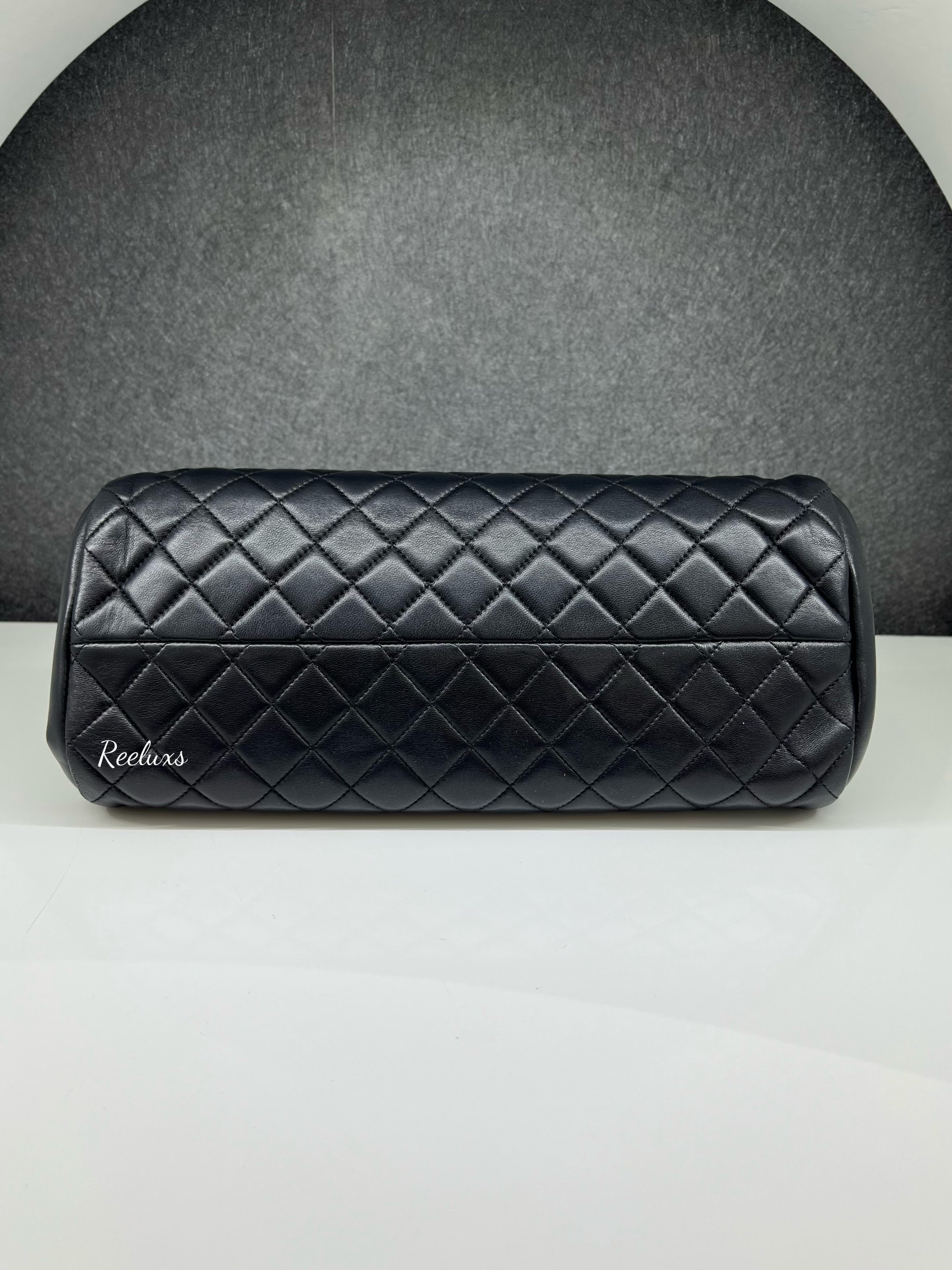 CHANEL  Mademoiselle Bowling Leather Black Shoulder Bag ( GHW )