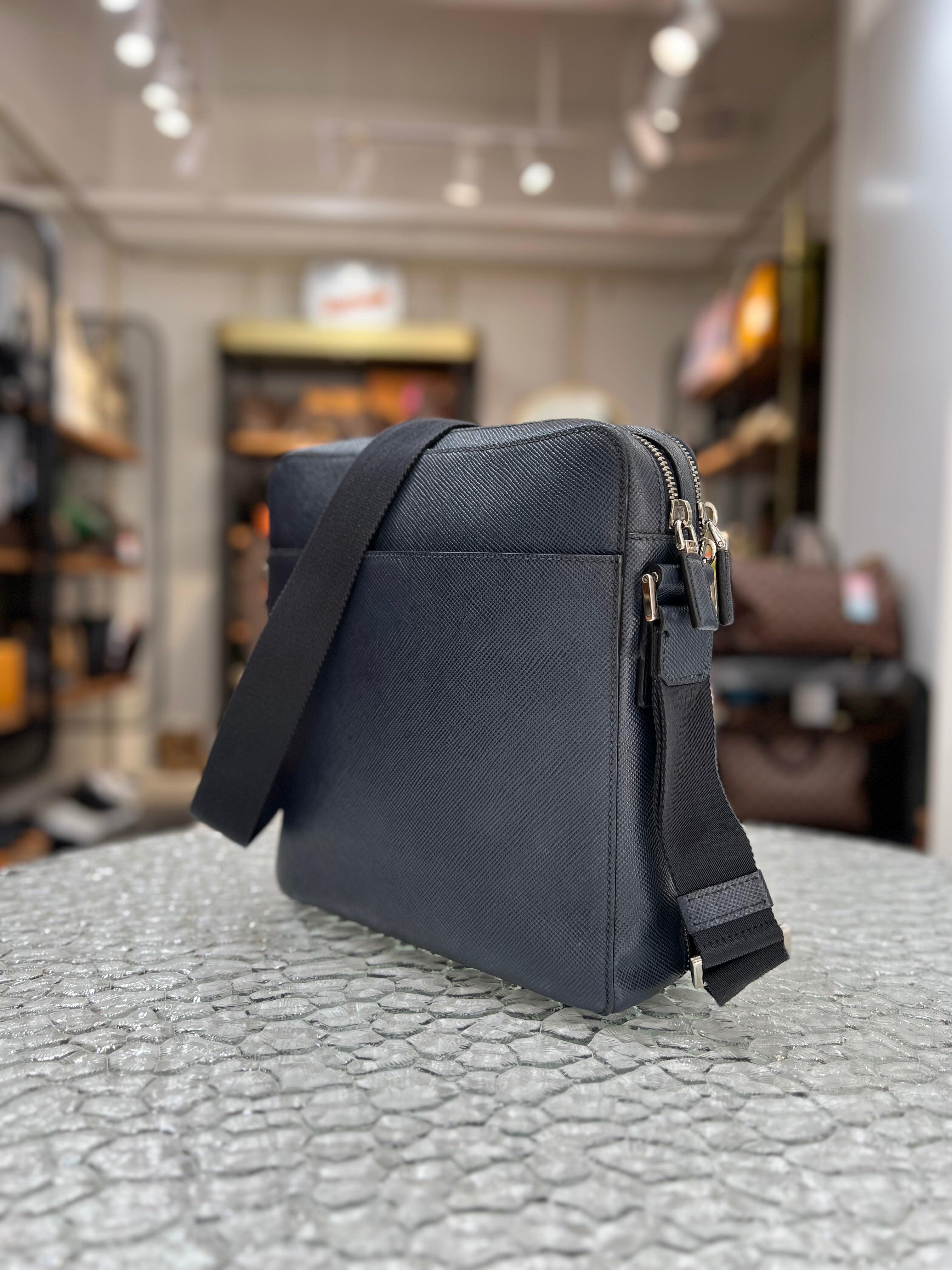PRADA Blue Leather Men’s Crossbody & Sling Bag - Reeluxs