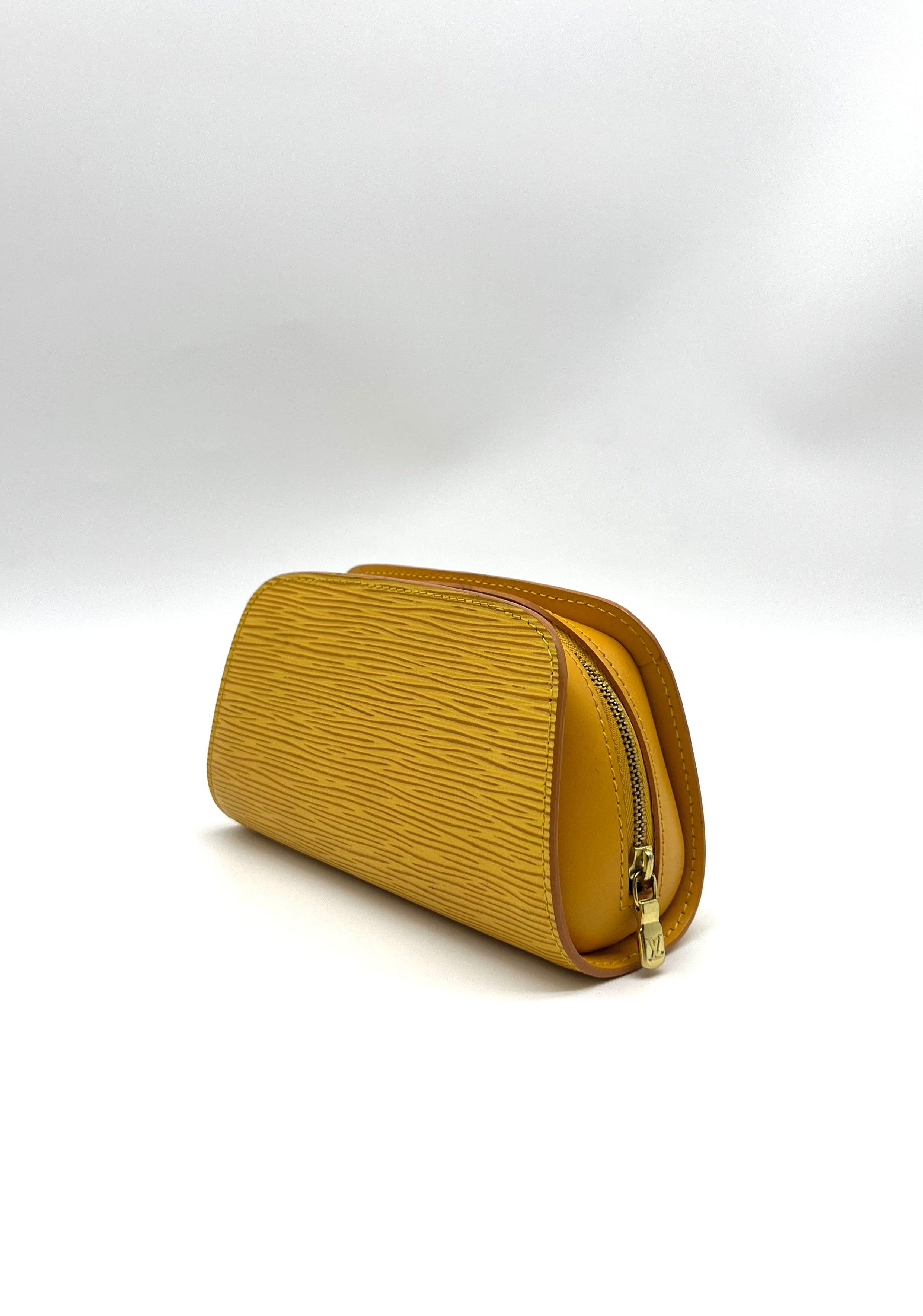 Authentic Louis Vuitton Epi Dauphine Cosmetic Pouch Yellow - Reeluxs