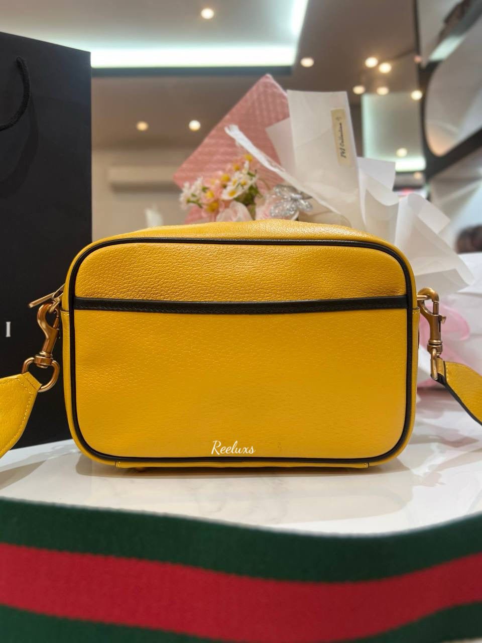 GUCCI x ADDIDAS Mustard Leather Small Crossbody Bag