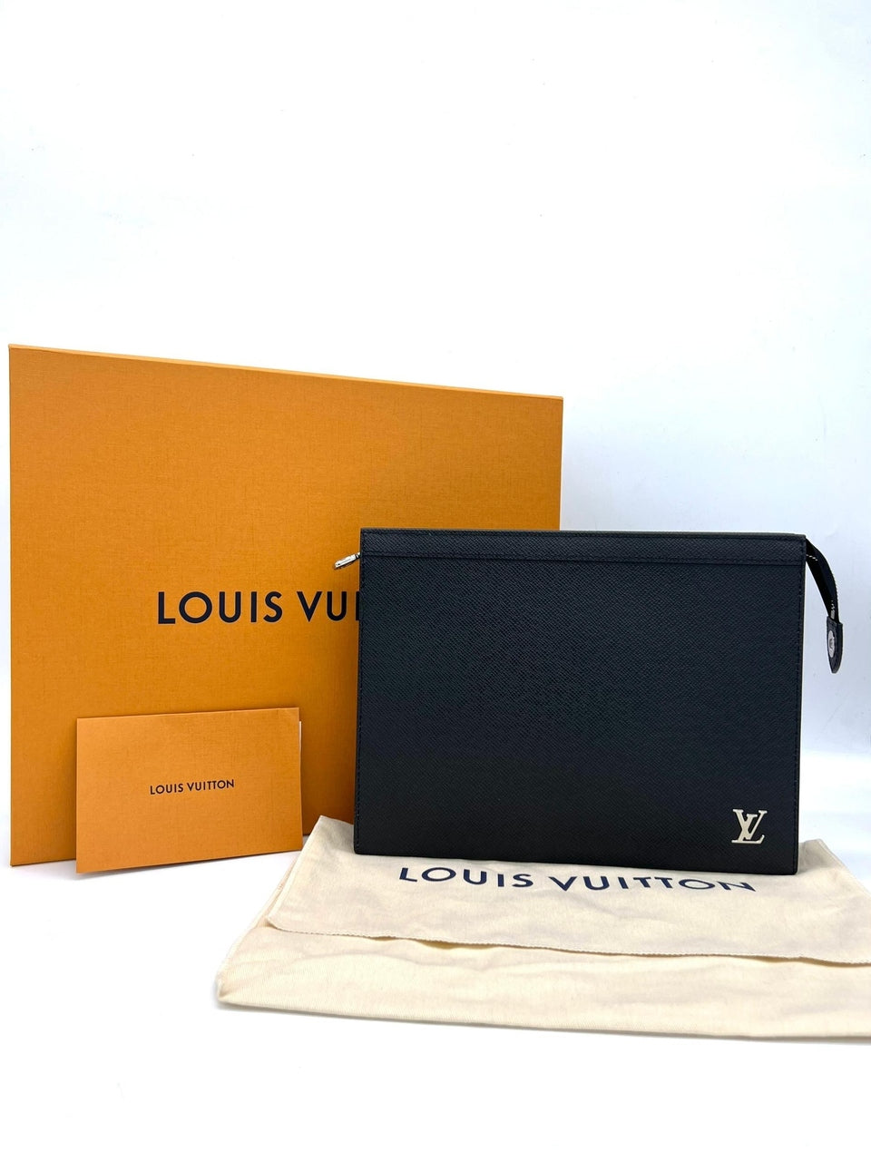 Full Set LOUIS VUITTON Pochette Voyage Leather Men's Clutch - Reeluxs
