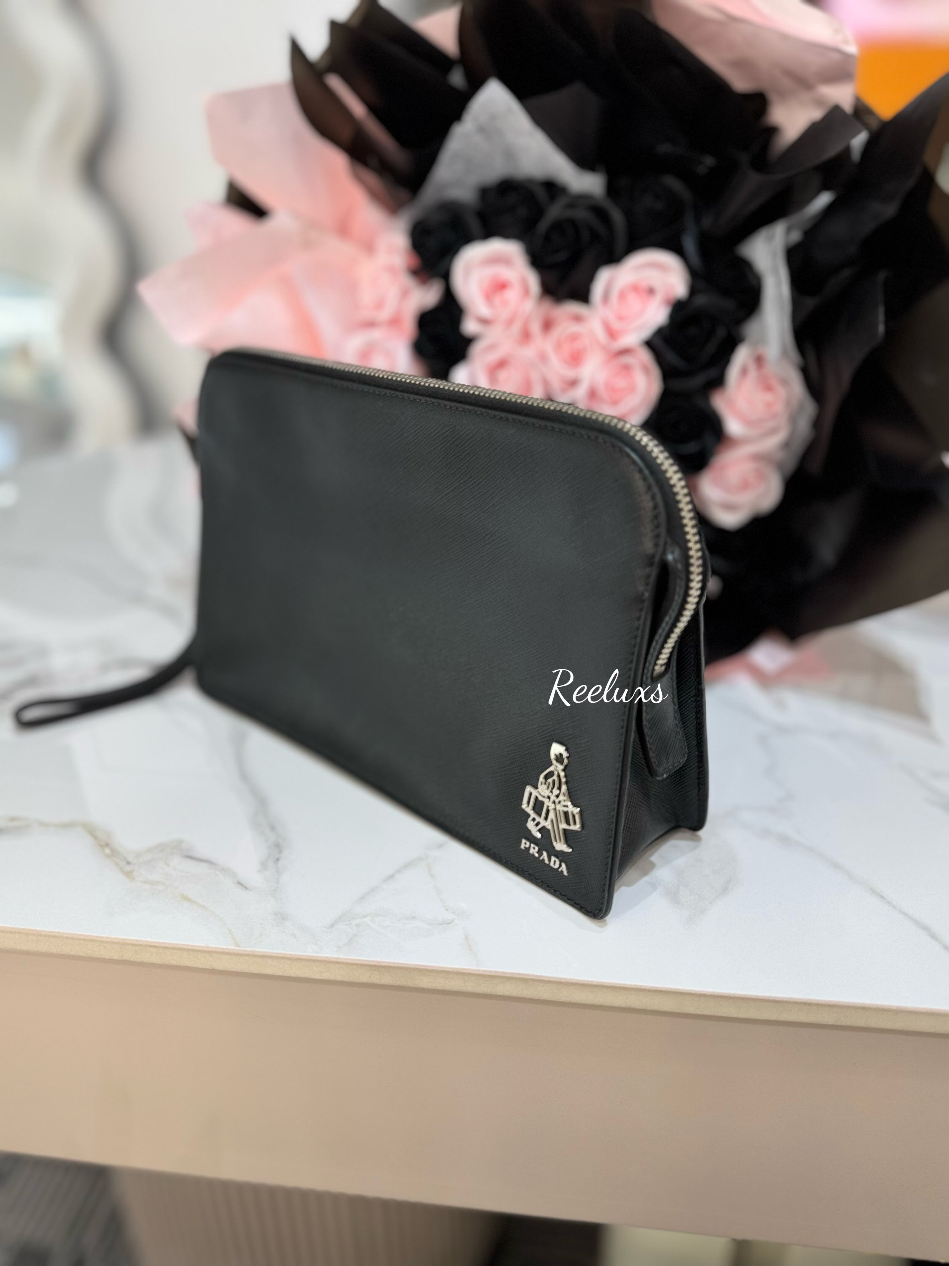 PRADA Poter Men's Leather Clutch Bag