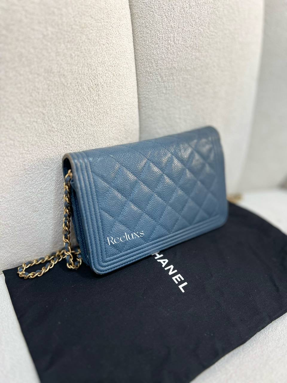 CHANEL Caviar Quilted Boy Wallet On Chain ( WOC )
