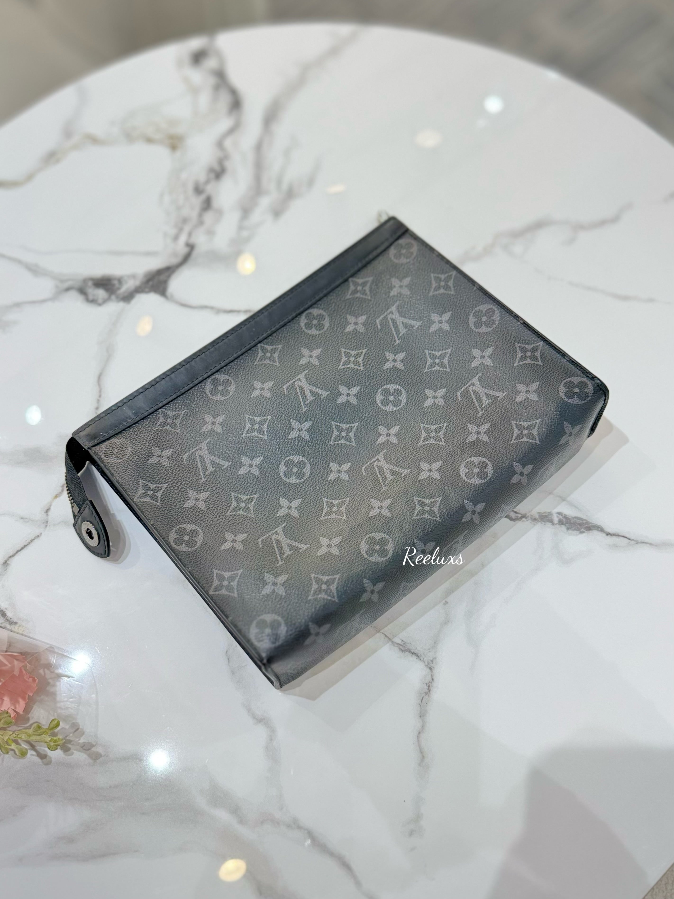 LOUIS VUITTON LV Monogram Eclipse Pochette Voyage MM Cluth Bag
