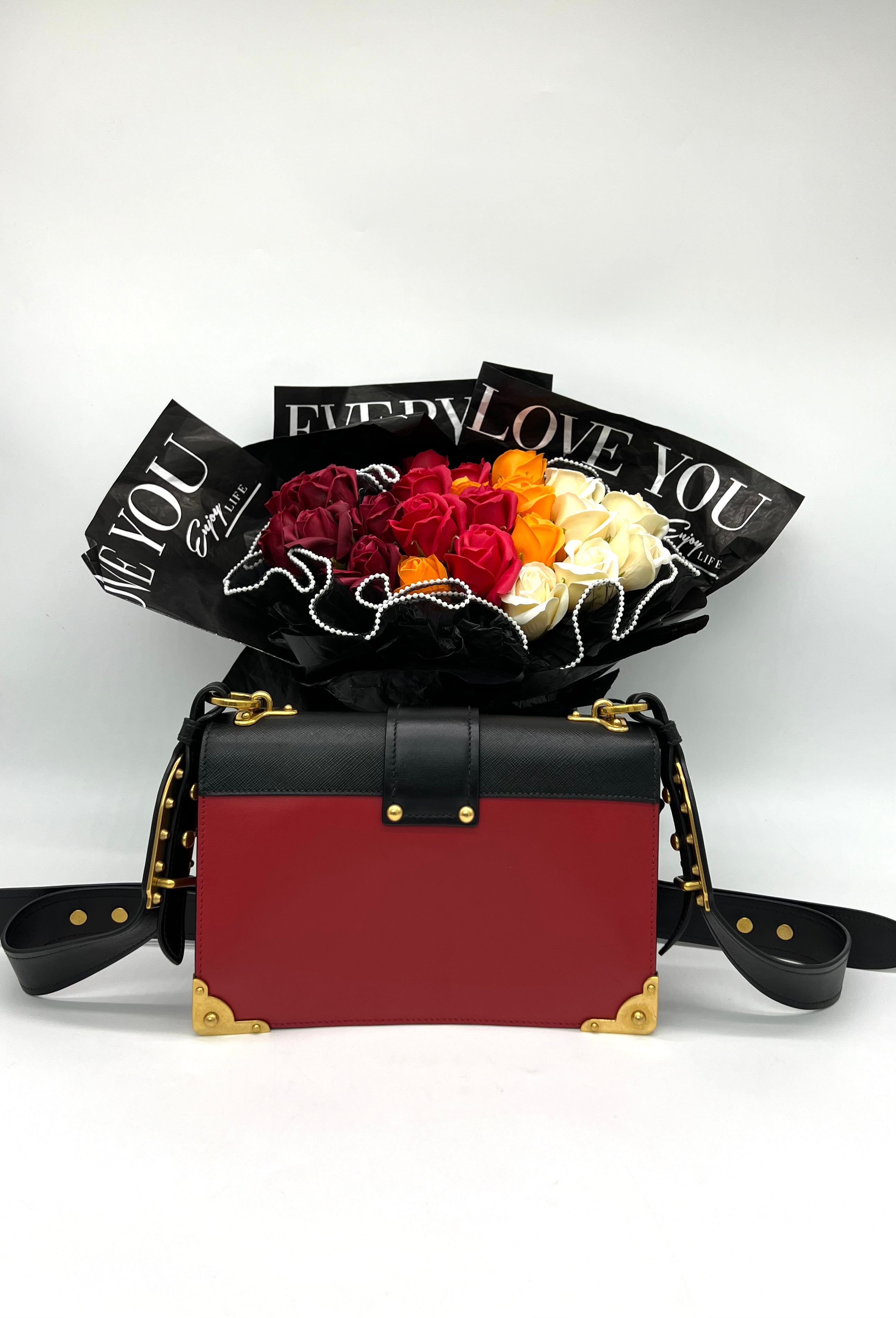 FAST DEAL PRADA CASHIER BAG CALFSKIN RED /BLACK GHW - Reeluxs