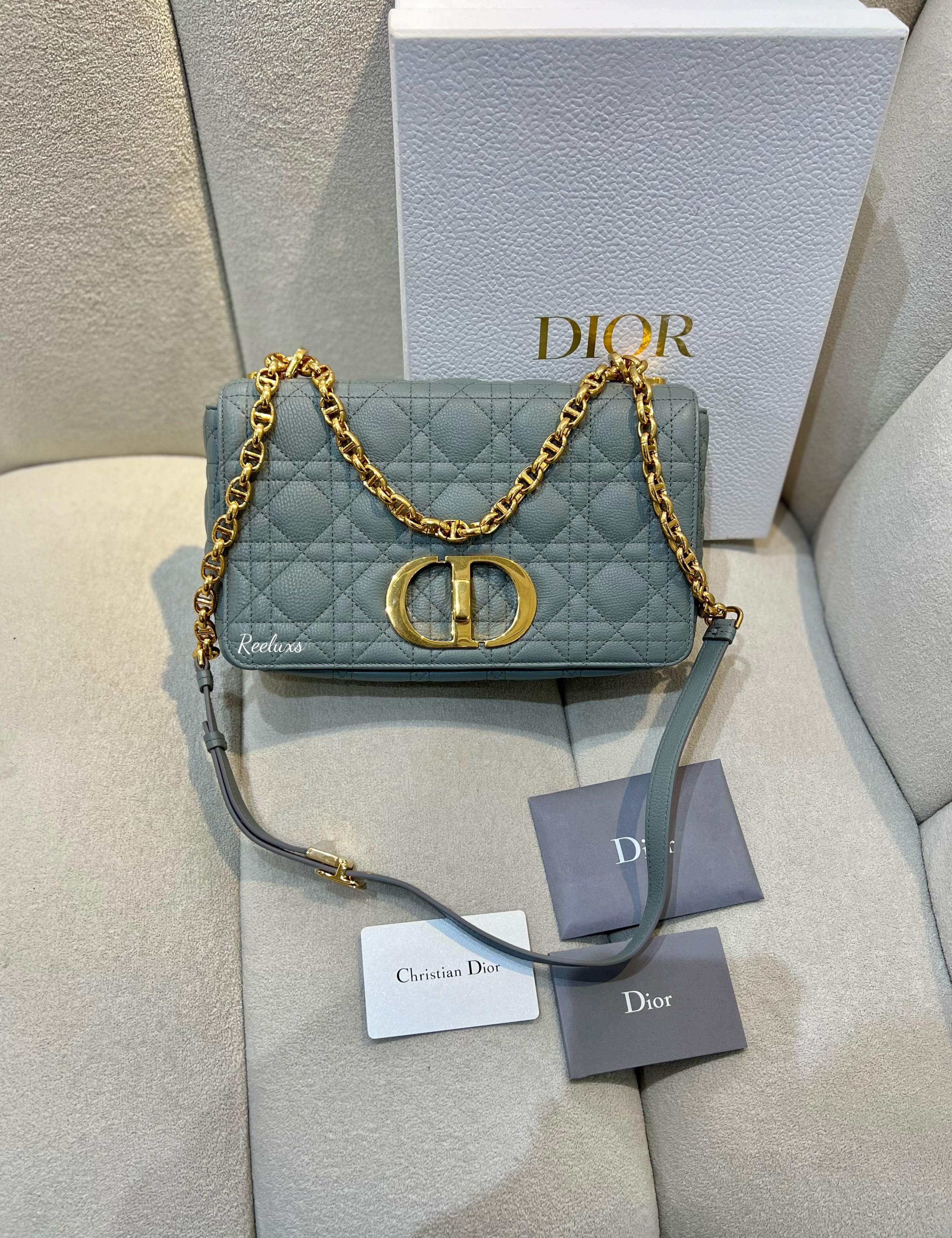 2021 CHRISTIAN DIOR Caro Bag Cannage Quilt Calfskin Gold Hardware Shoulder Bag ( GHW )