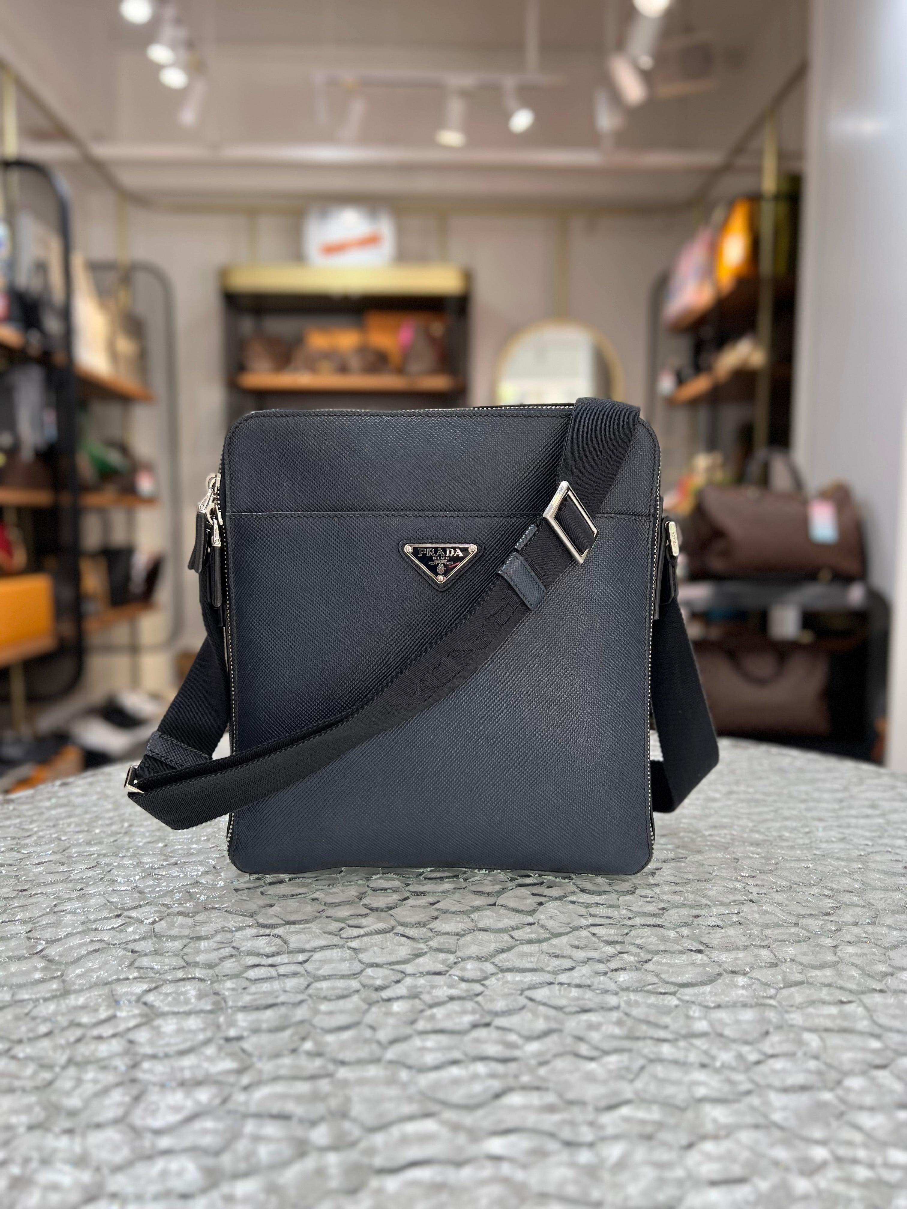 PRADA Blue Leather Men’s Crossbody & Sling Bag - Reeluxs