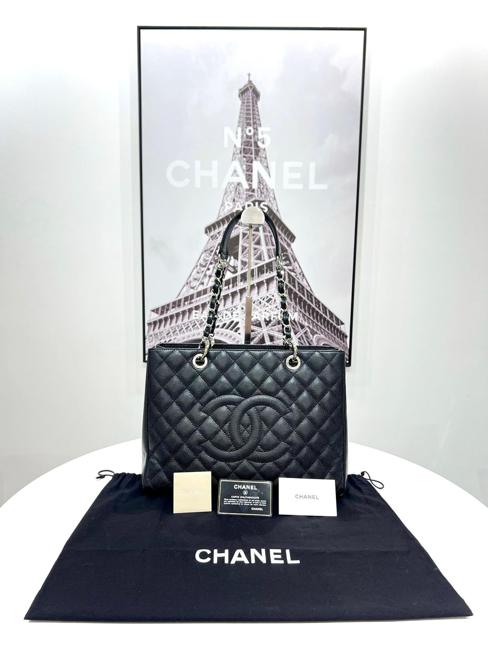 CHANEL Caviar Skin Matelasse Chain Shoulder Bag Black - Reeluxs