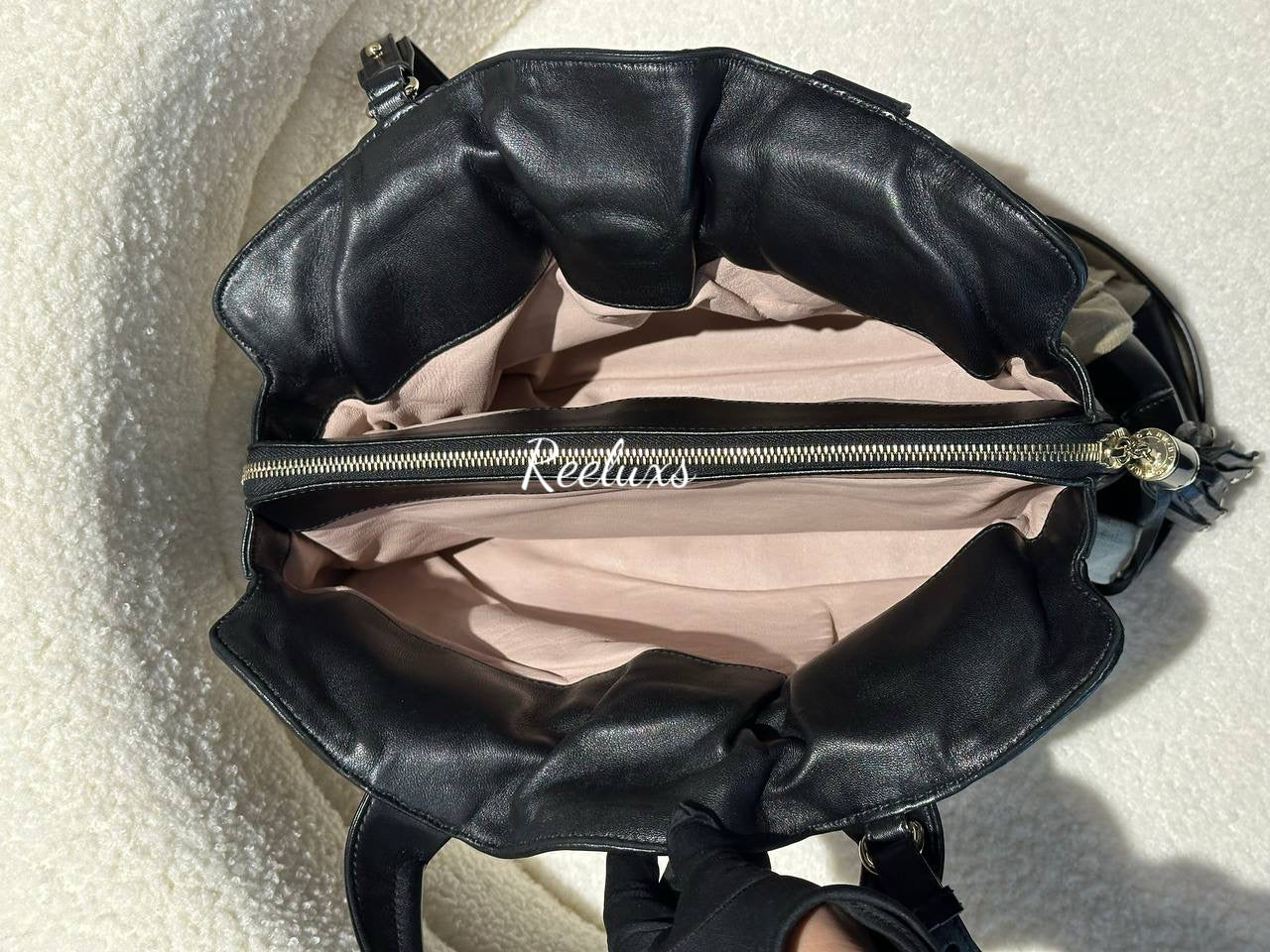 BVLGARI Black/ Beige Canvas And Leather Plisse Twist Shoulder Bag