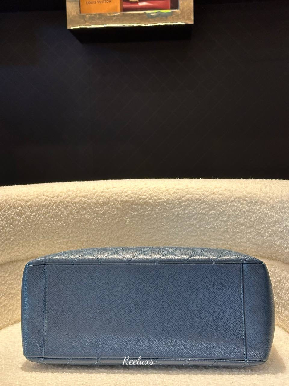 CHANEL Grand Shopping Leather Blue Tote Bag