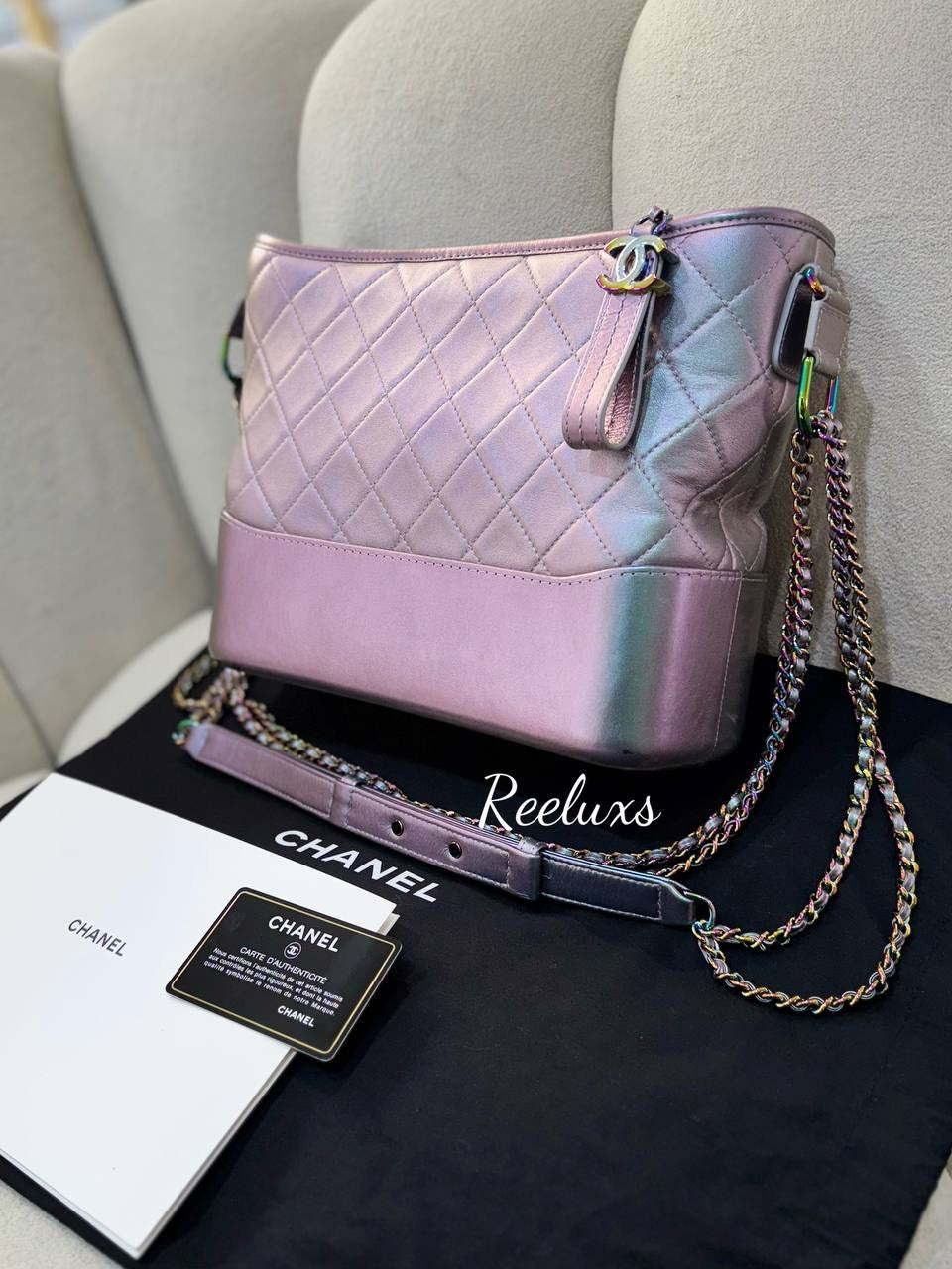 CHANEL Gabrielle  Hobo Iridescent Rainbow Shoulder Bag