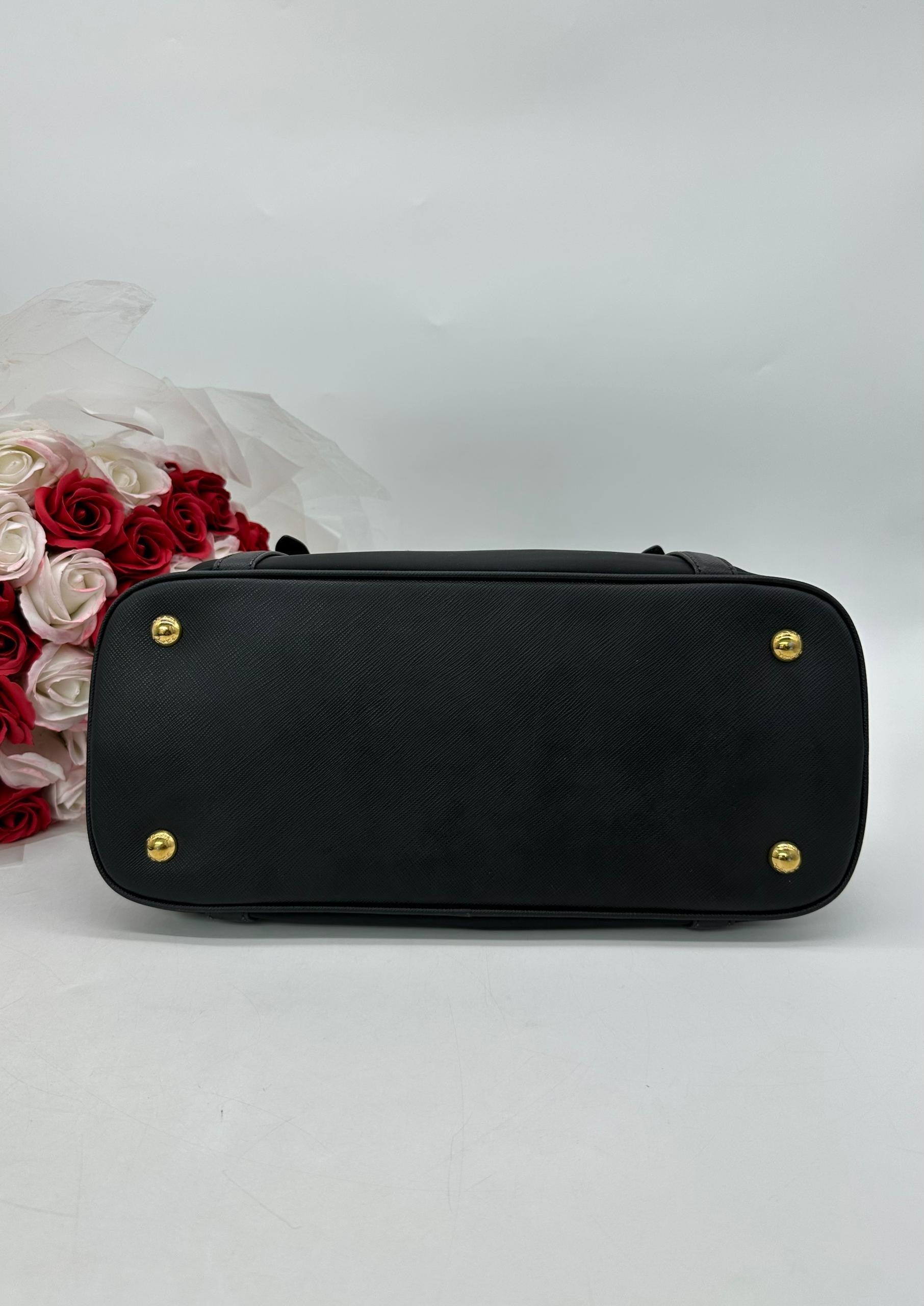 PRADA Womens Black Nylon & Leather Handbag - Reeluxs