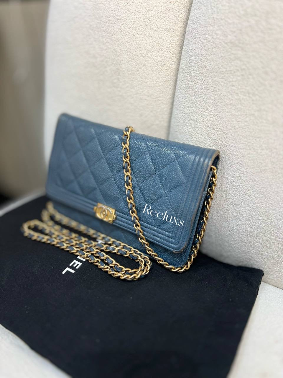 CHANEL Caviar Quilted Boy Wallet On Chain ( WOC )