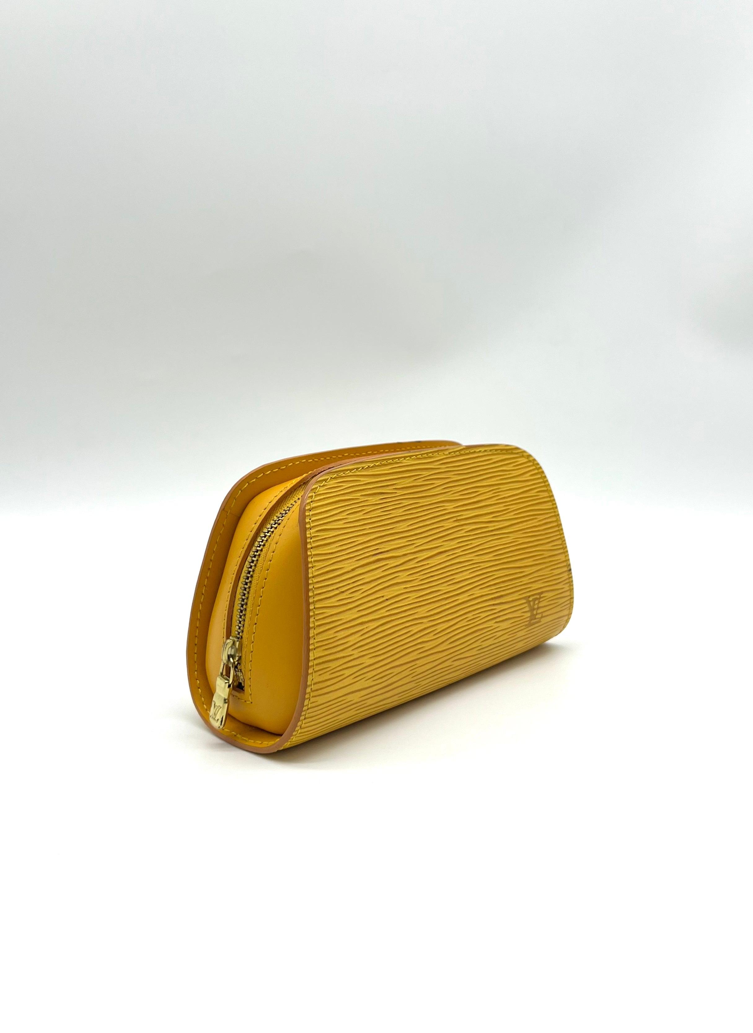 Authentic Louis Vuitton Epi Dauphine Cosmetic Pouch Yellow - Reeluxs