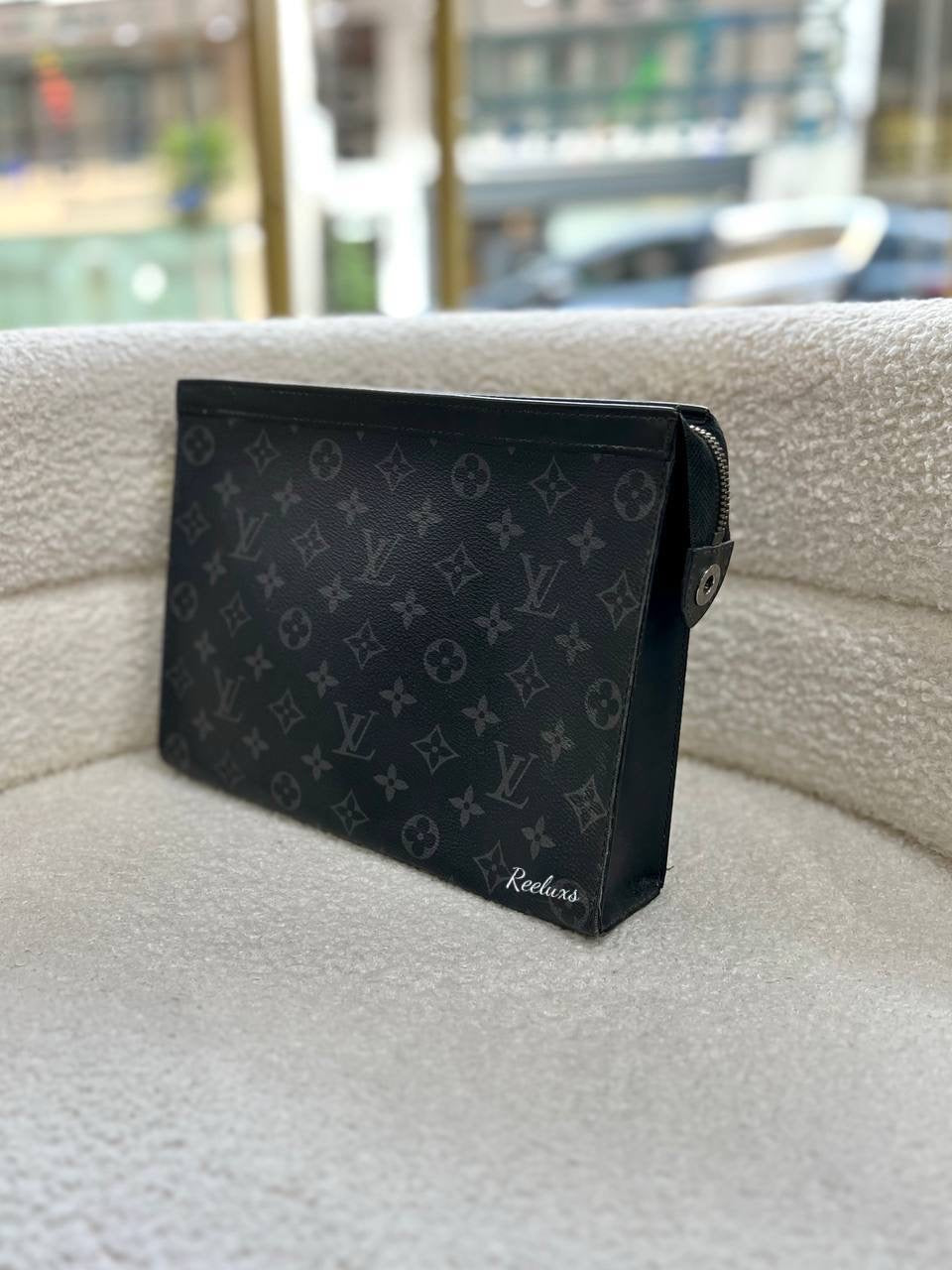 LOUIS VUITTON LV Monogram Eclipse Pochette Voyage MM Cluth Bag