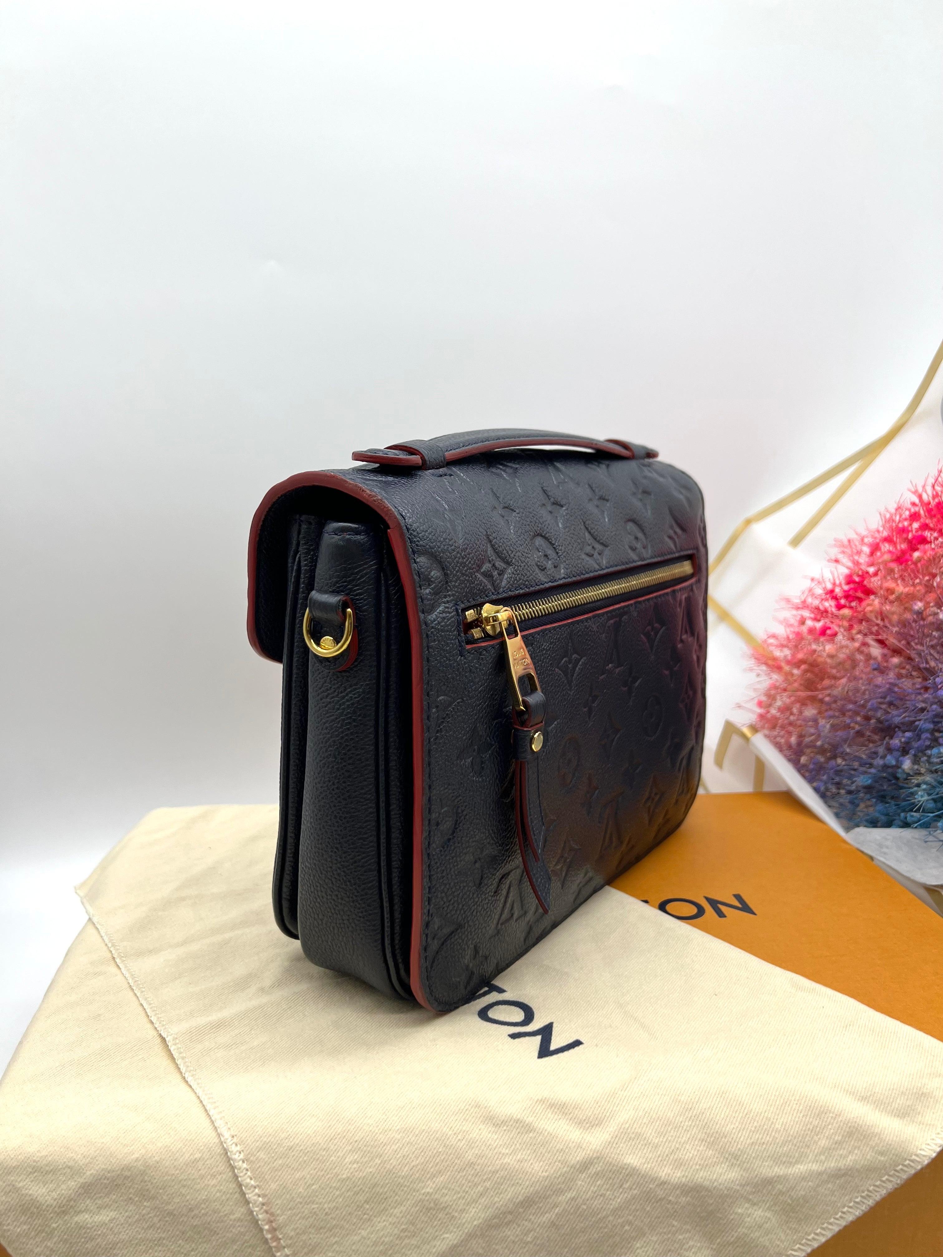LOUIS VUITTON Monogram Implant Pochette Metis MM Handbag Shoulder Bag Marine Rouge M44071 - Reeluxs