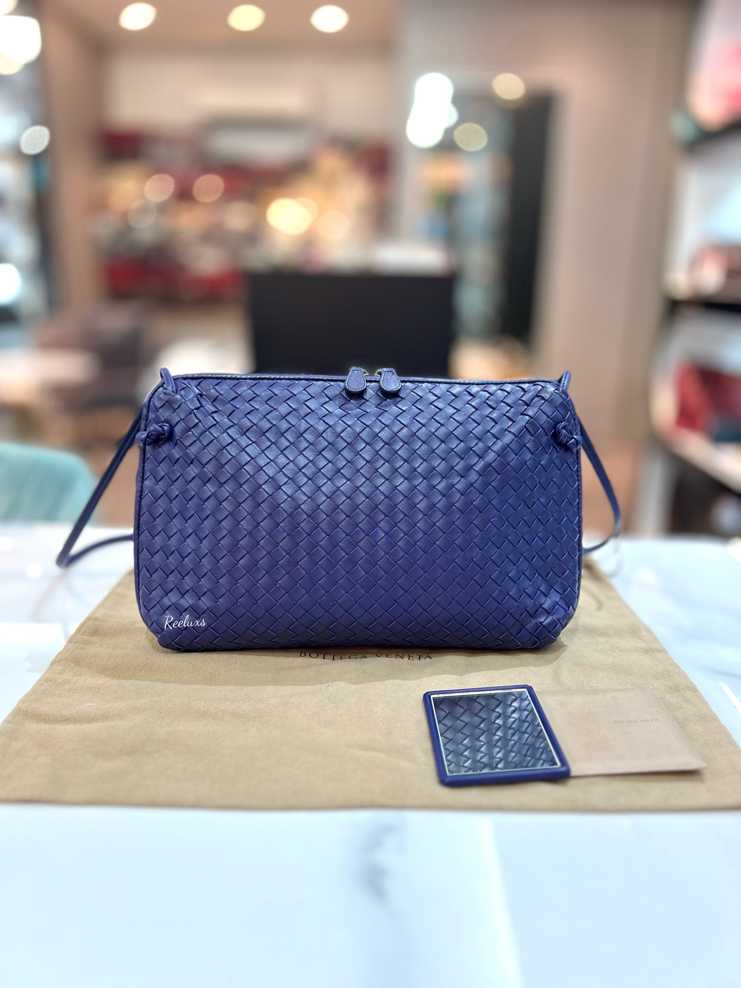 BOTTEGA VENETA Dark Purple Nodini intrecciato Shoulder Bag