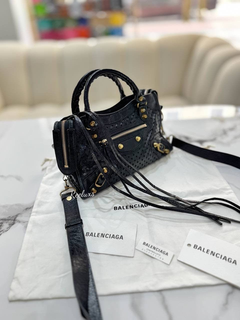 BALENCIAGA Classic City Perforated Mini Satchel Bag