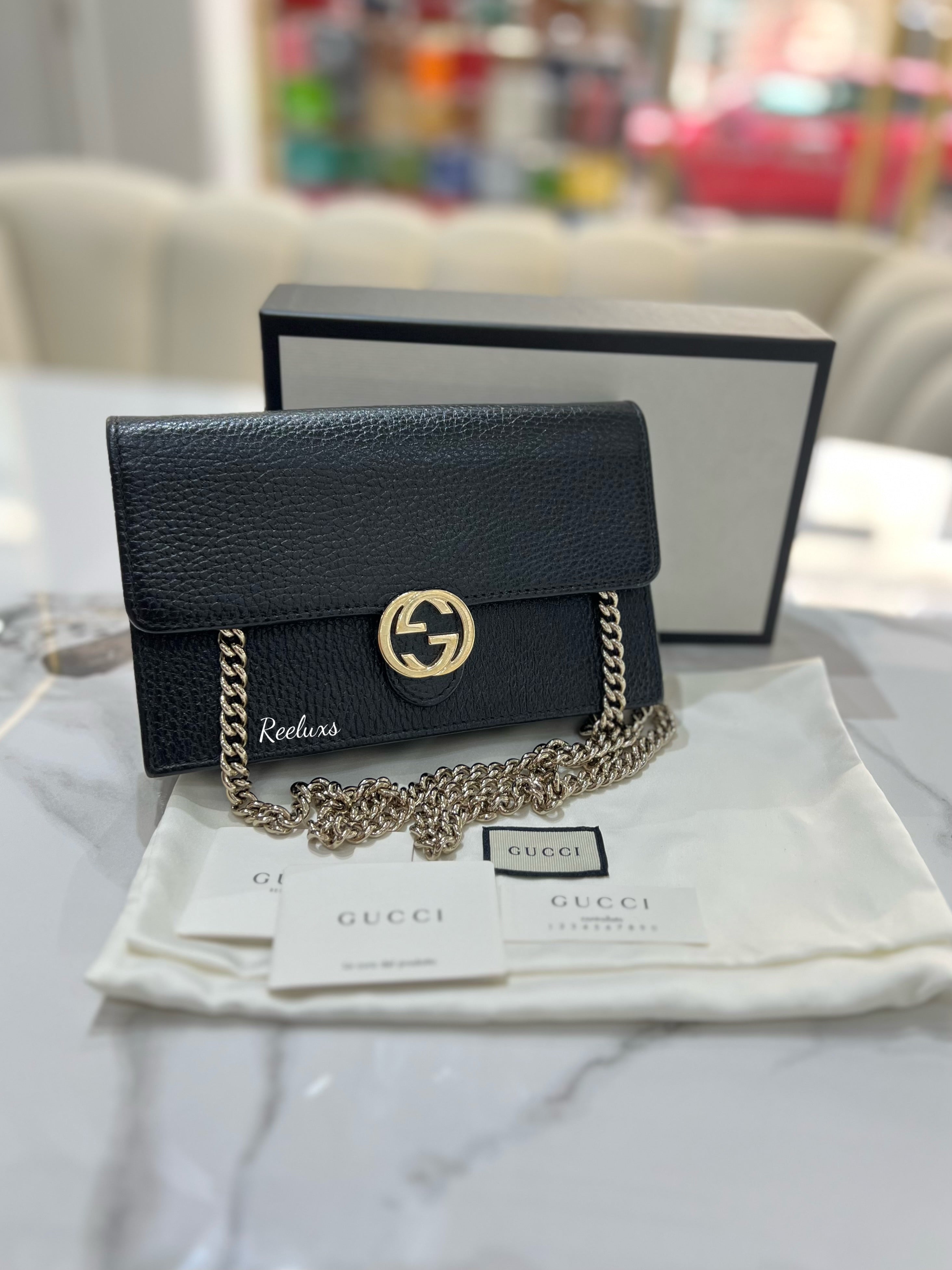 GUCCI Icon GG Interlocking Wallet On Chain Black