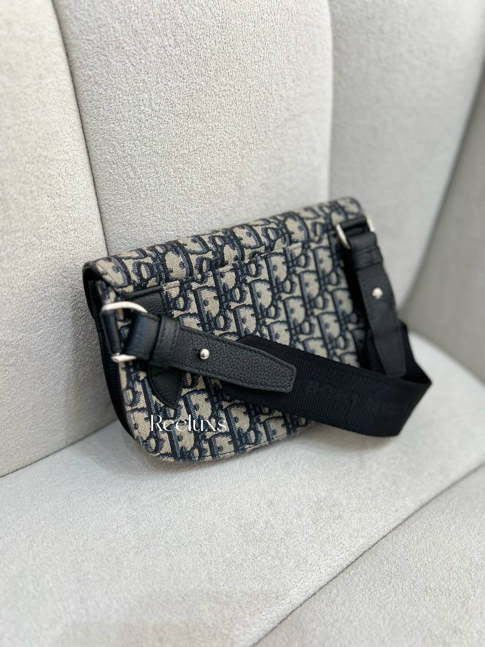 CHRISTIAN DIOR Saddle Oblique Jacquard Canvas Messenger Bag