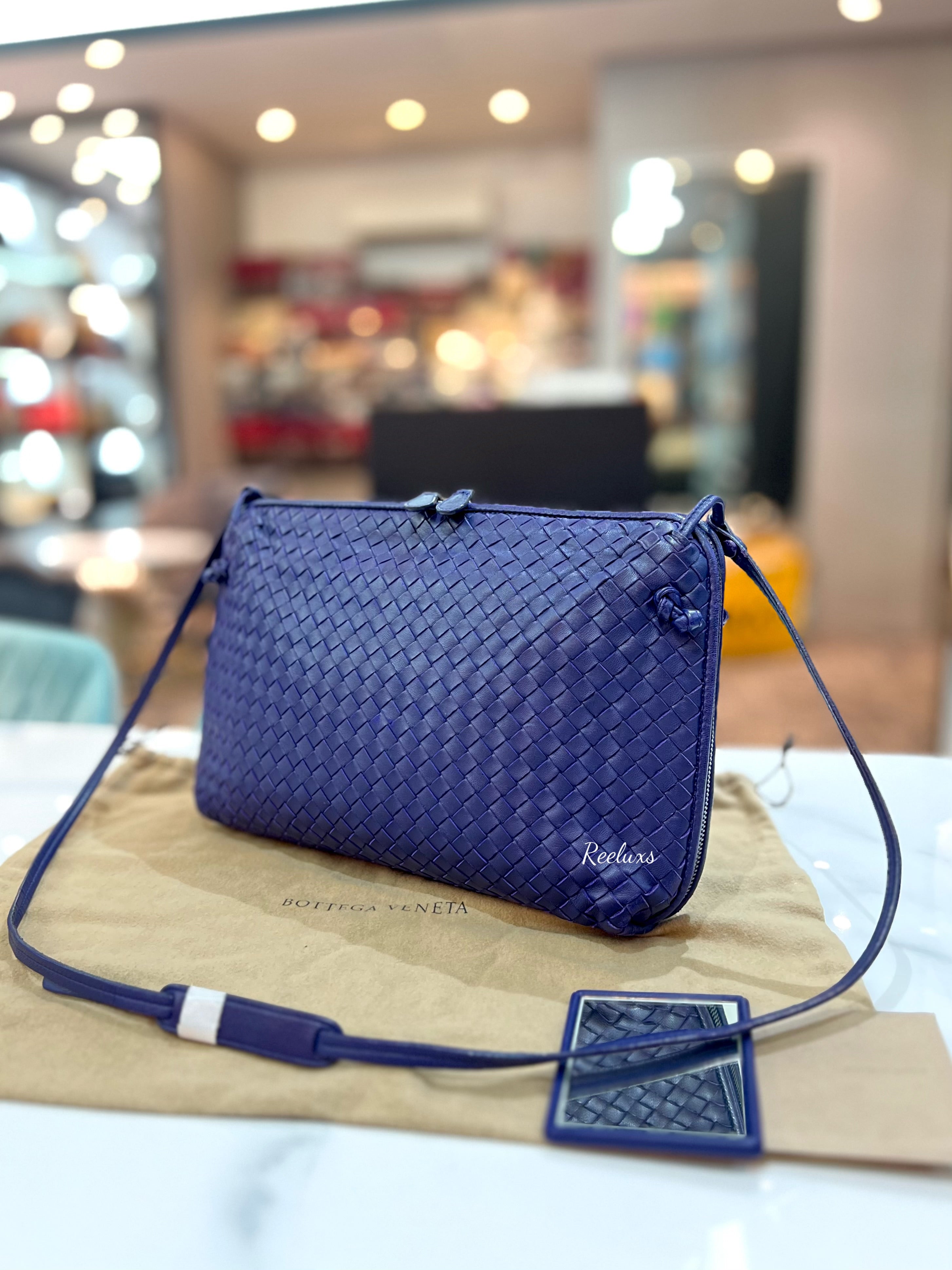 BOTTEGA VENETA Dark Purple Nodini intrecciato Shoulder Bag