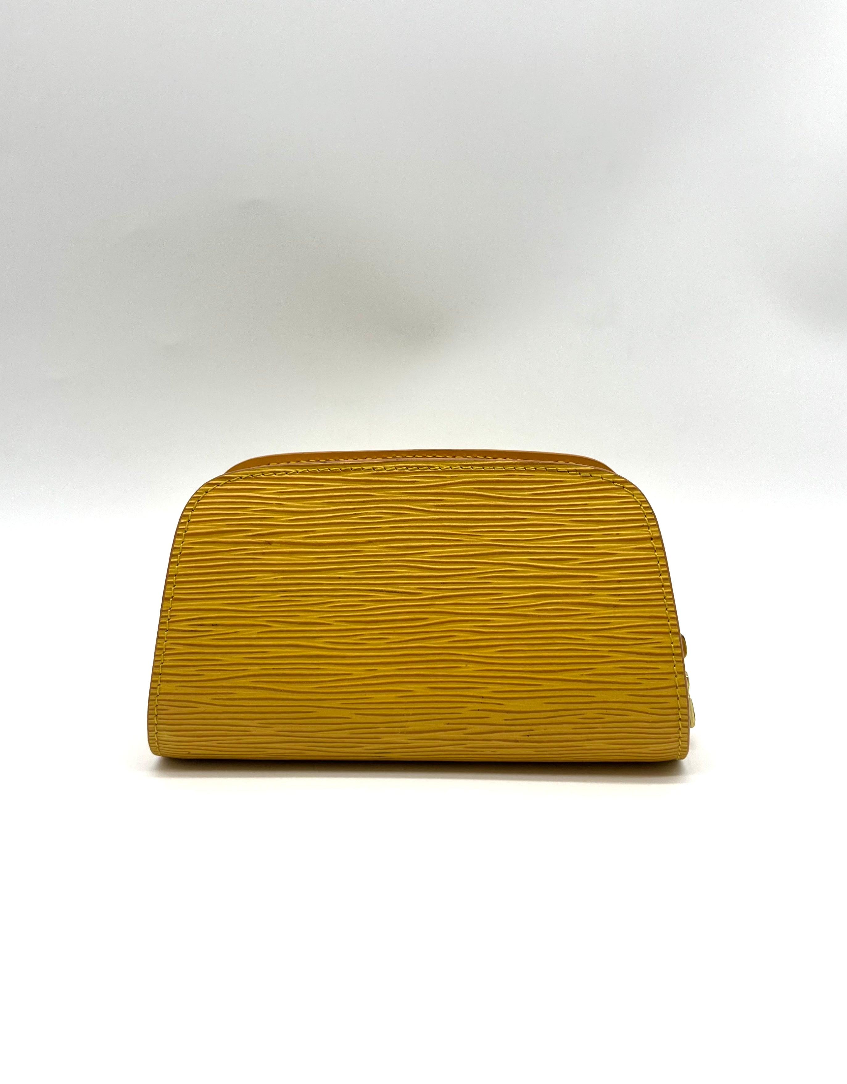 Authentic Louis Vuitton Epi Dauphine Cosmetic Pouch Yellow - Reeluxs