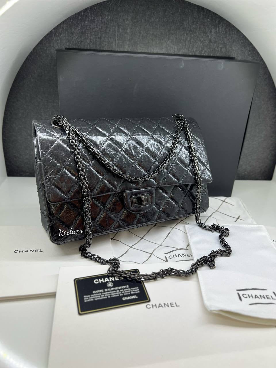 FULLSET CHANEL 2.55 Reissue Glazed Calf - Skin Leather Shoulder Flap Bag