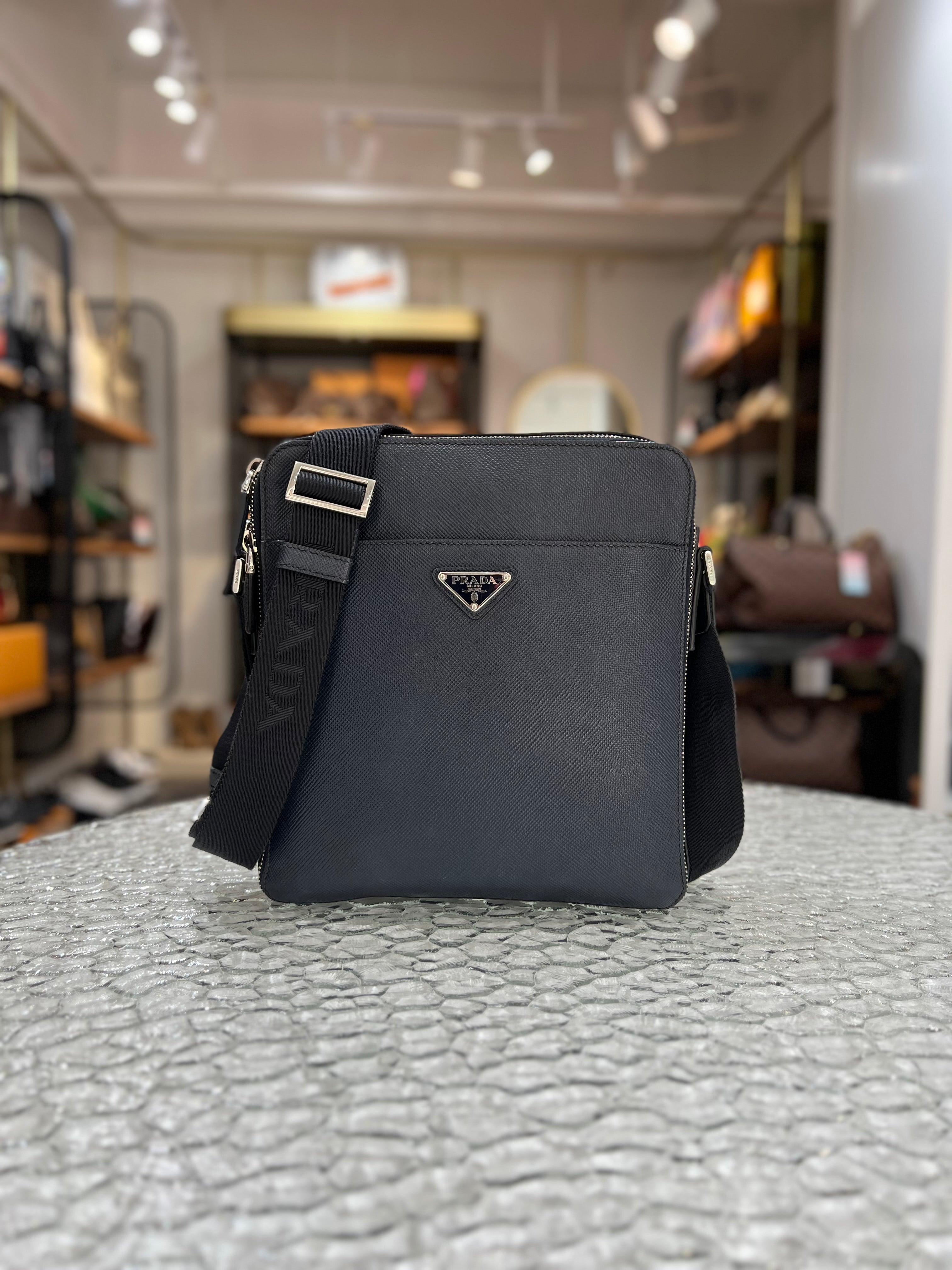 PRADA Blue Leather Men’s Crossbody & Sling Bag - Reeluxs