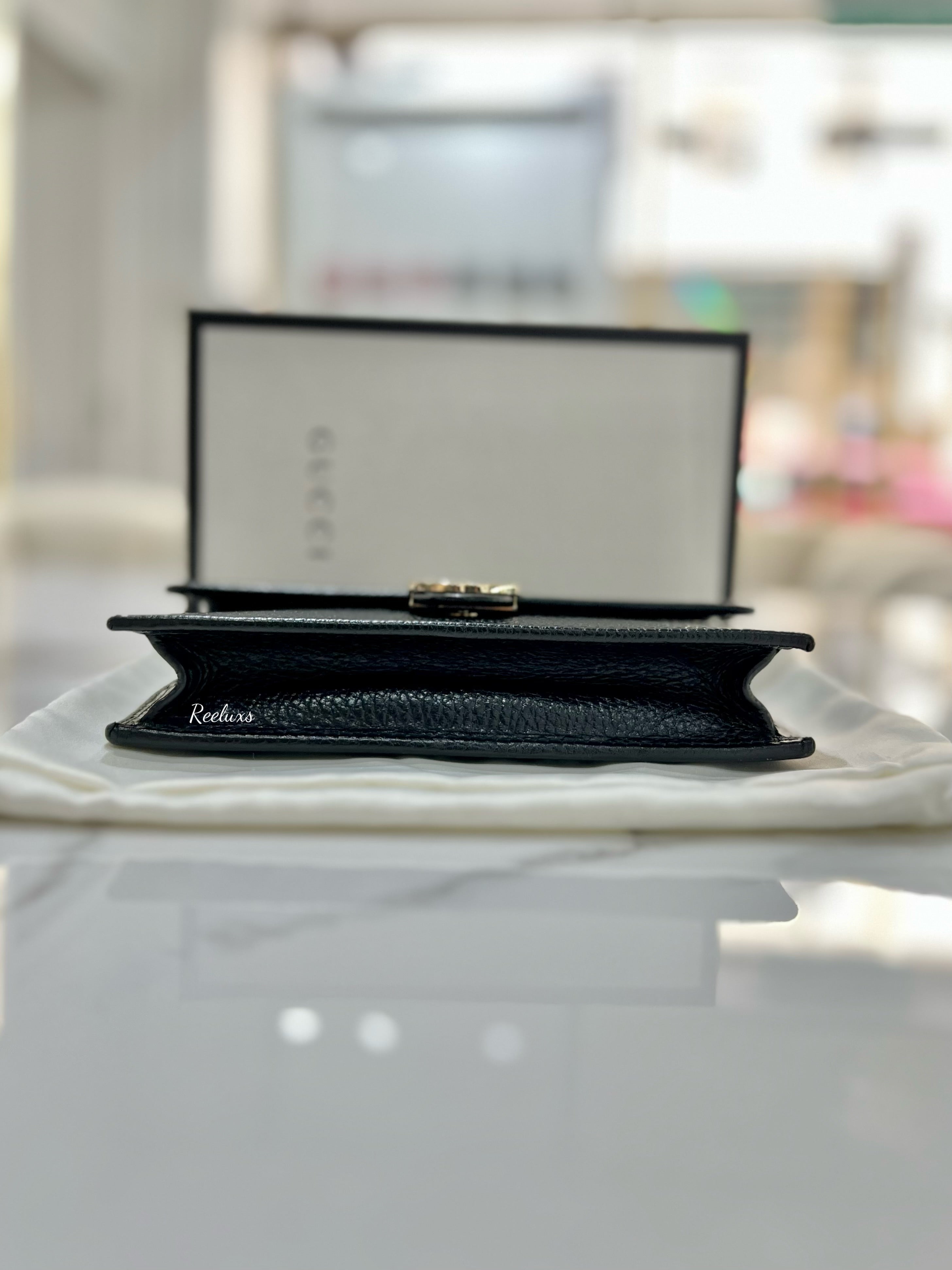 GUCCI Icon GG Interlocking Wallet On Chain Black