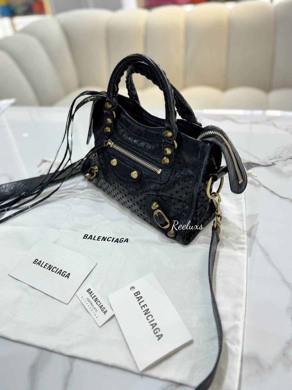BALENCIAGA Classic City Perforated Mini Satchel Bag