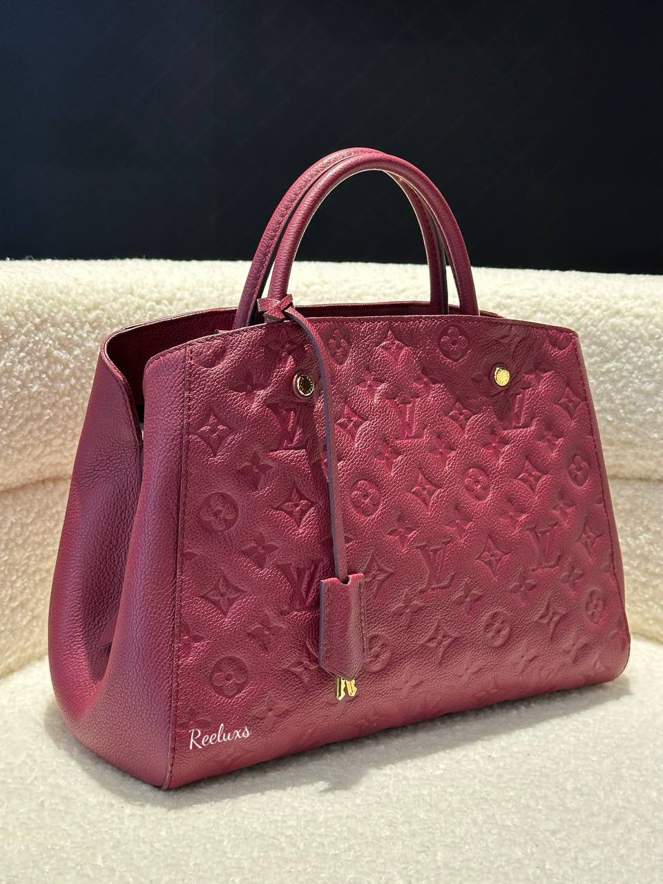 LOUIS VUITTON LV Monogram Montaigne MM Leather Hand Bag / Shoulder Bag