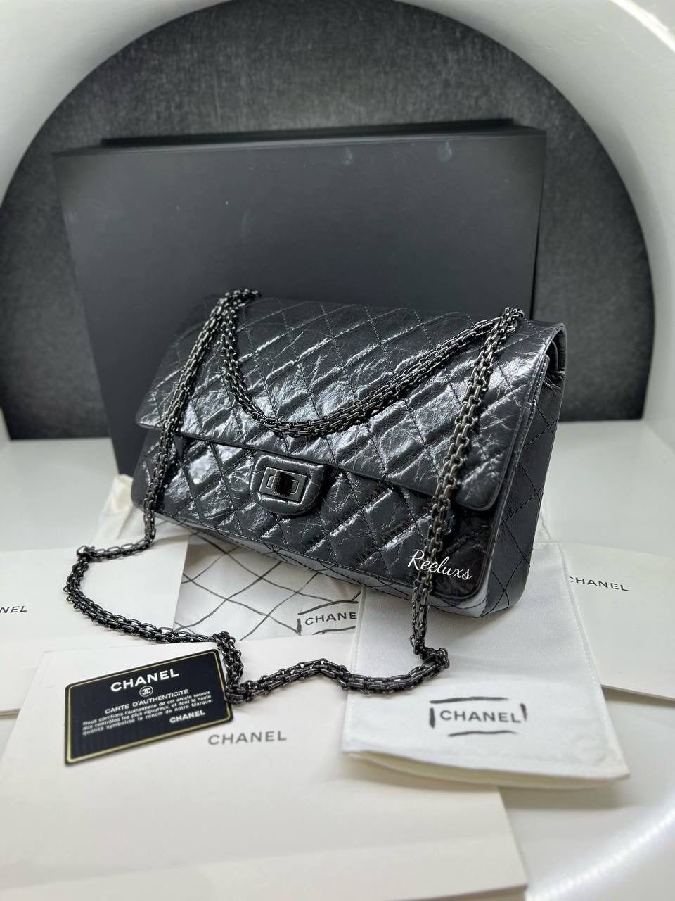FULLSET CHANEL 2.55 Reissue Glazed Calf - Skin Leather Shoulder Flap Bag