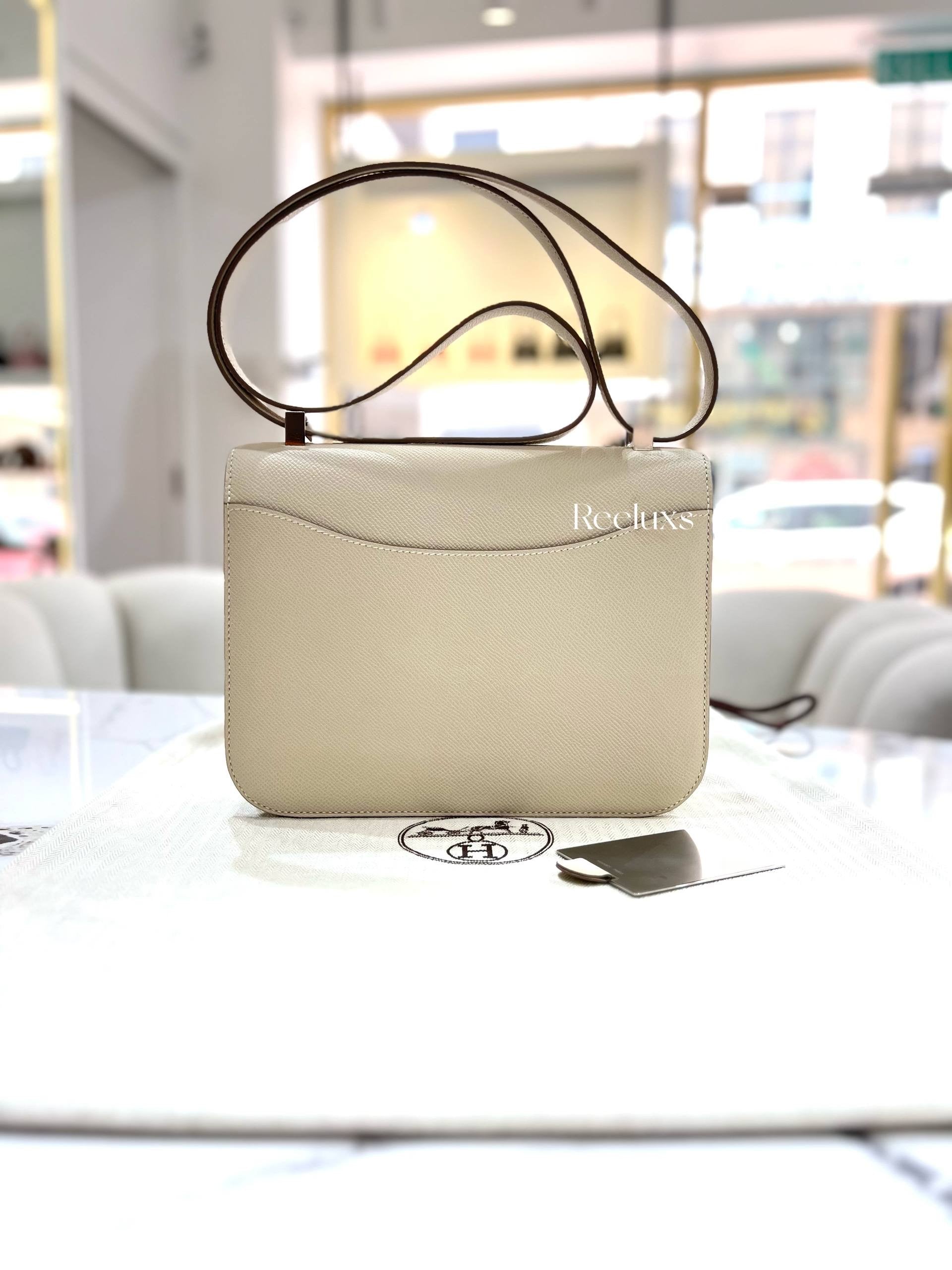 HERMES Constance 23 Craie Epsom Palladium Hardware ShoulderBag
