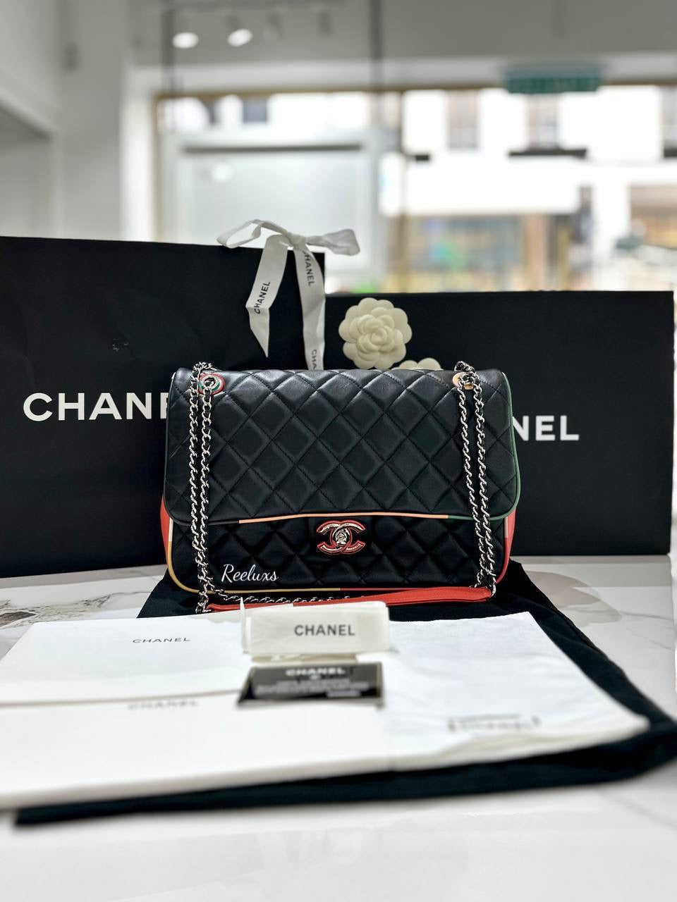 FULL SET CHANEL Quilted Lambskin Jumbo Cuba Multi-Color Flap Bag