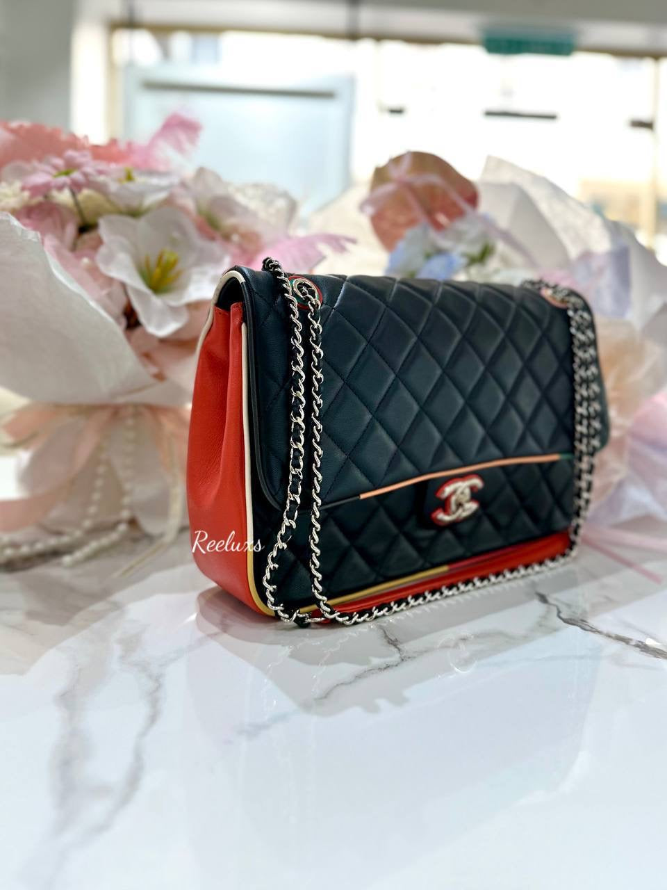 FULL SET CHANEL Quilted Lambskin Jumbo Cuba Multi-Color Flap Bag
