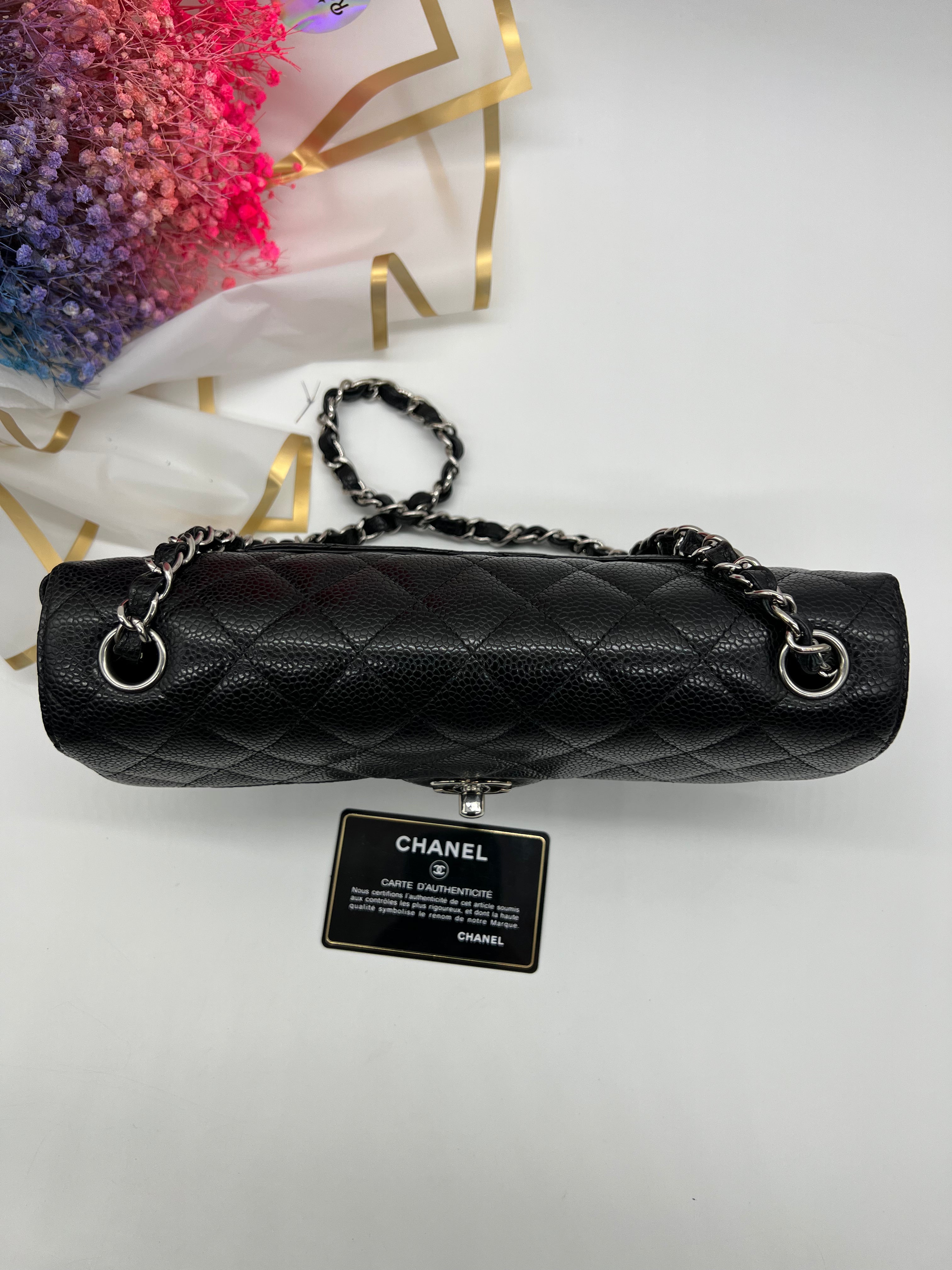 Chanel Black Quilted Caviar East West Flap Bag - Reeluxs