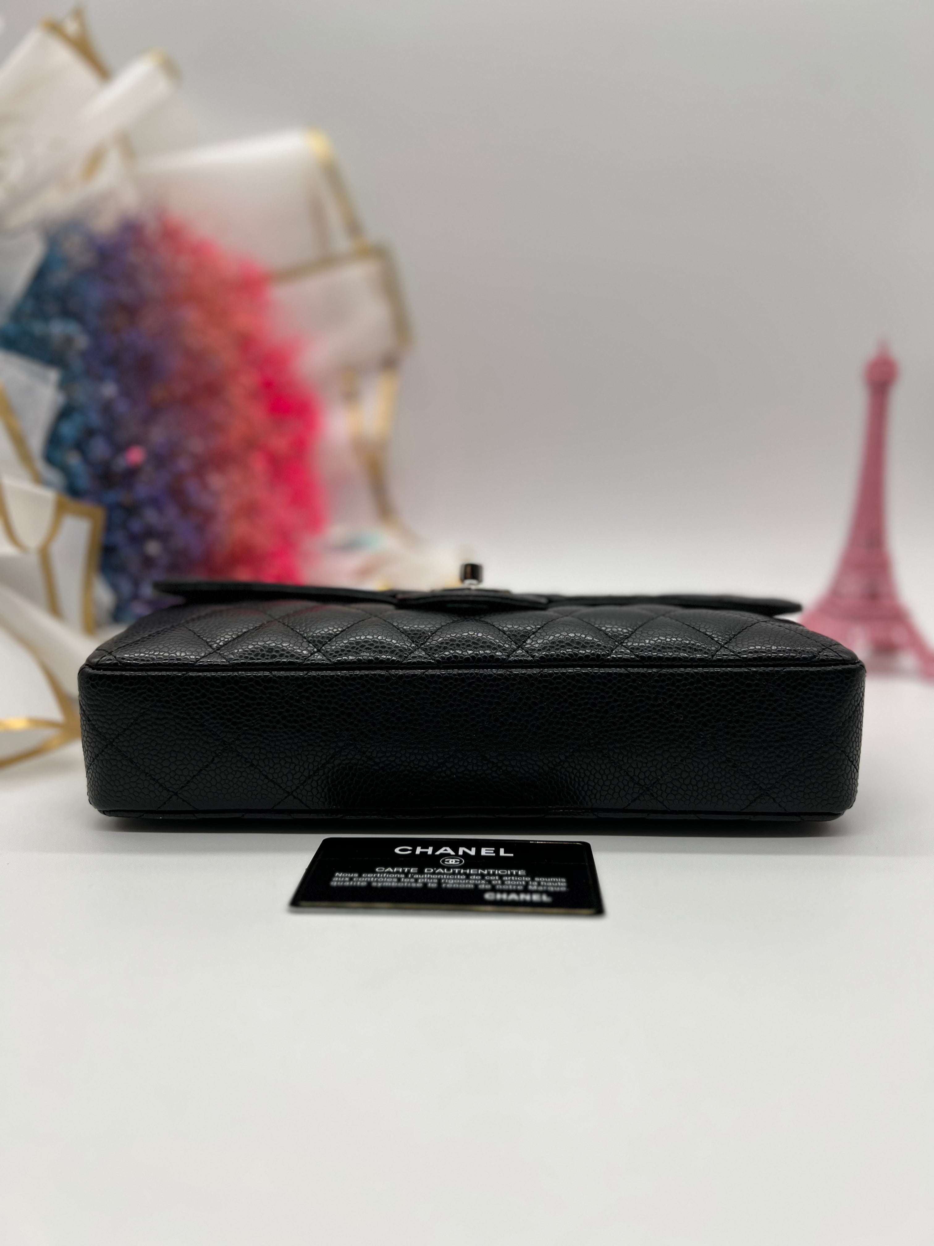 Chanel Black Quilted Caviar East West Flap Bag - Reeluxs