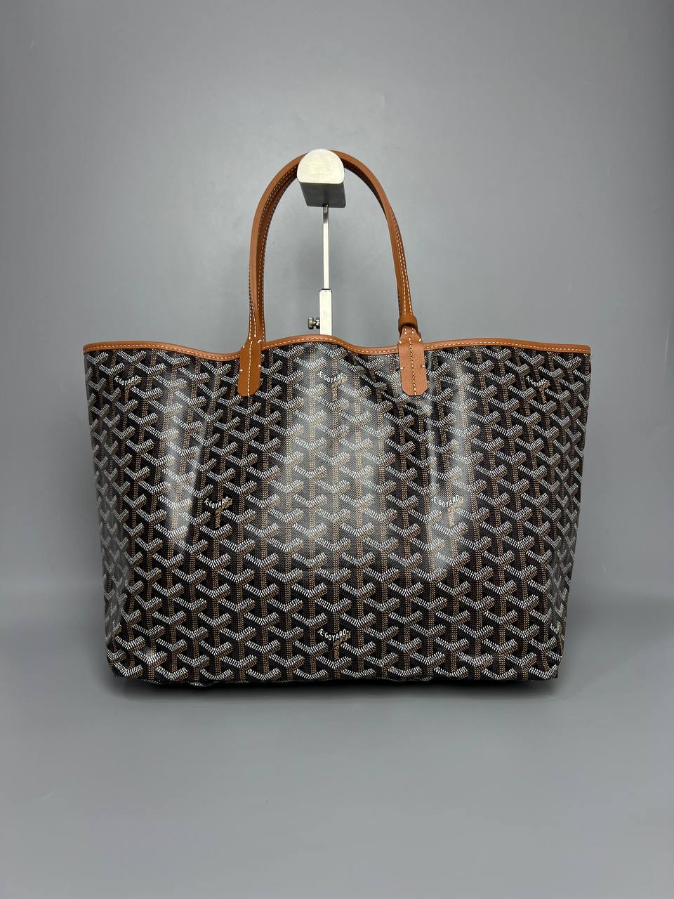 GOYARD Brown Goyardine Coated Canvas and Leather Printed Saint Louis PM Tote For Women
