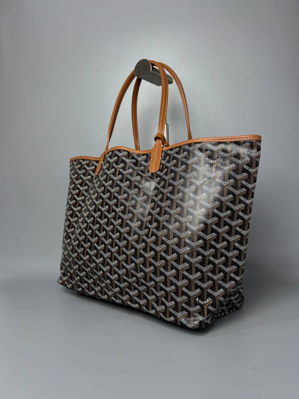 GOYARD Brown Goyardine Coated Canvas and Leather Printed Saint Louis PM Tote For Women