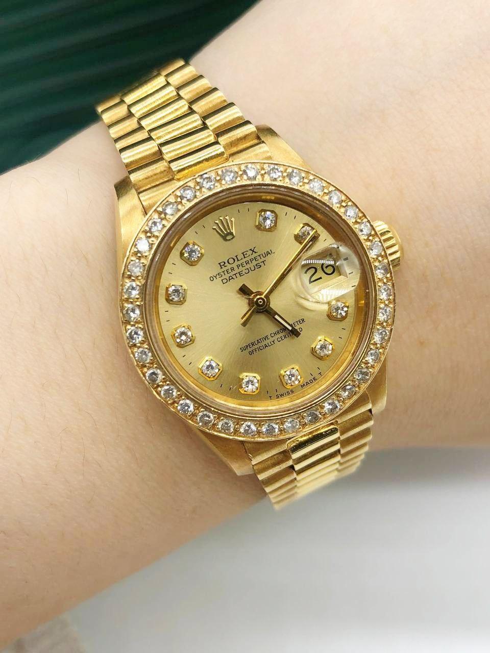 Rolex Datejust President Diamond Yellow Gold Ladies Watch - Reeluxs