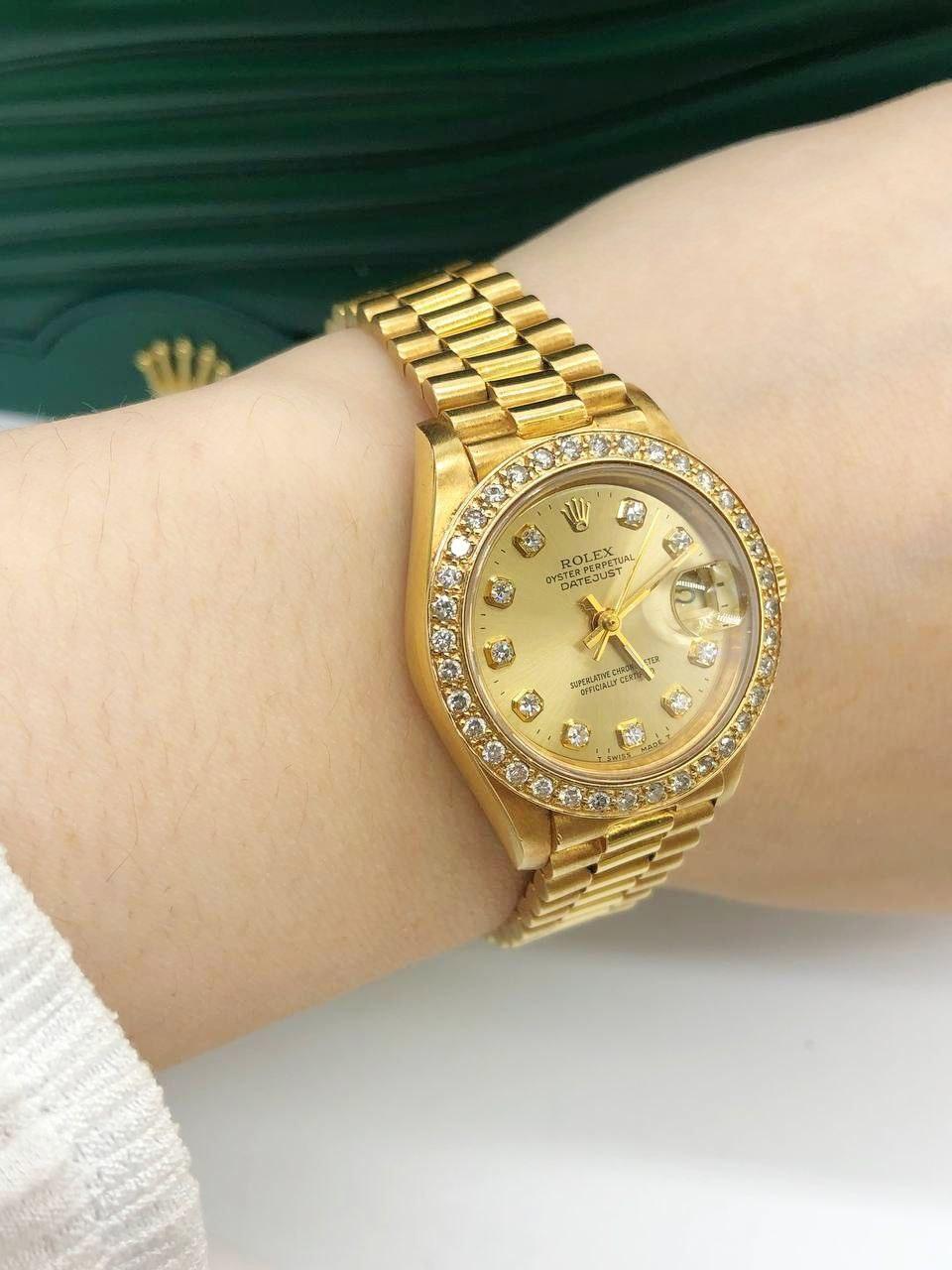 Rolex Datejust President Diamond Yellow Gold Ladies Watch - Reeluxs