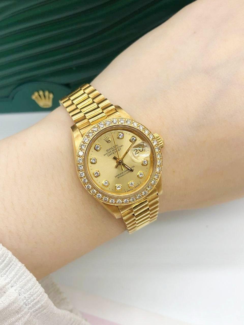 Rolex Datejust President Diamond Yellow Gold Ladies Watch - Reeluxs