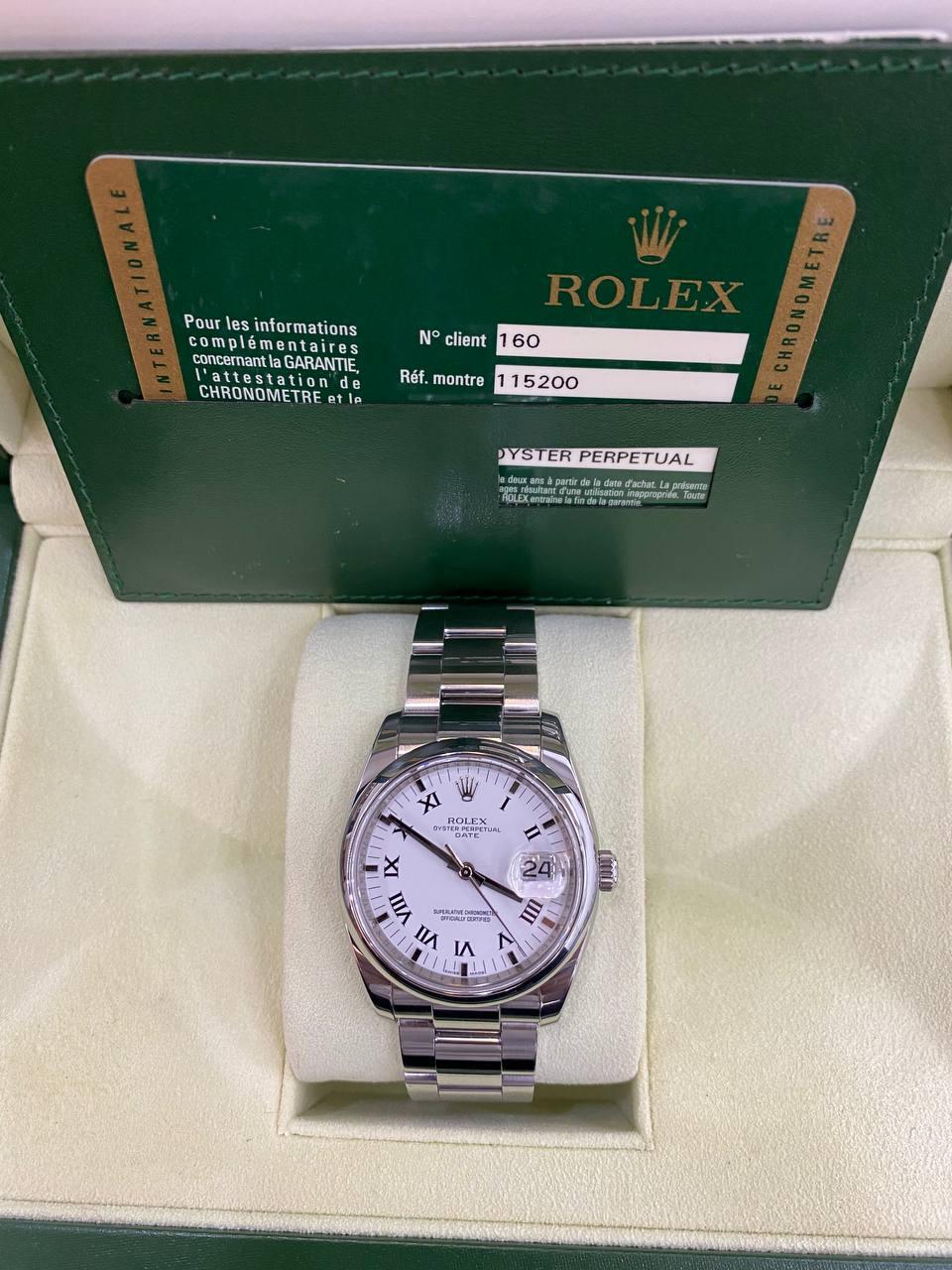 Rolex Oyster Perpetual Date White Dial Watch Ref115200 -full Set- - Reeluxs