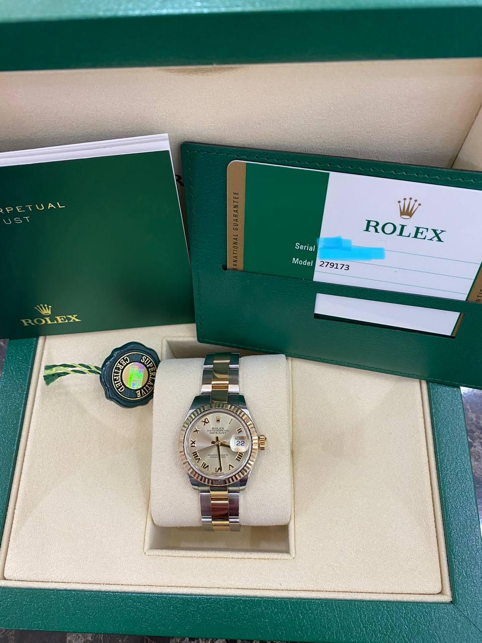 Rolex Datejust Champagne Roman Dial Ladies Watch Ref: 279173 -full Set- - Reeluxs
